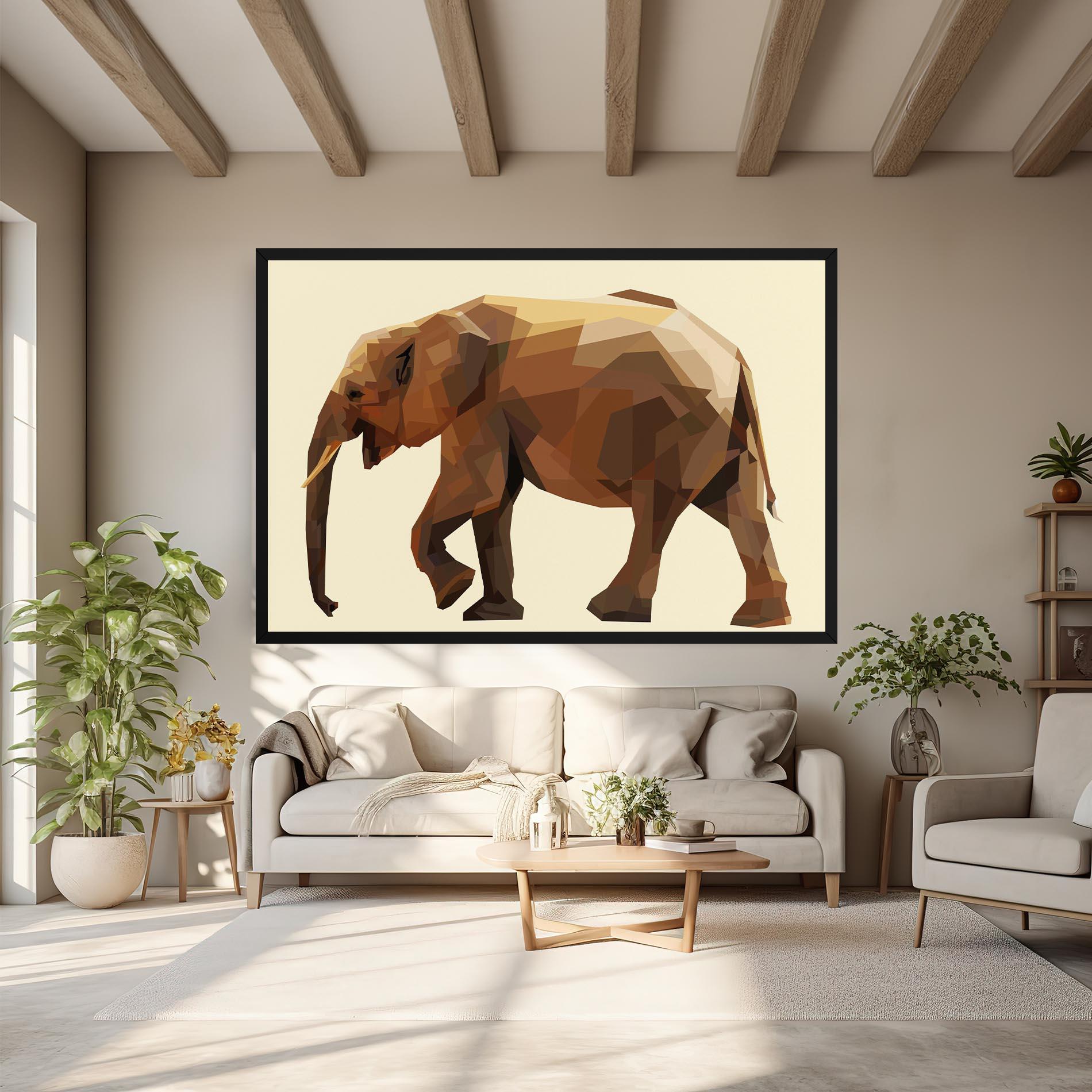 Leinwandbild Walking Elephant Cream mockup 6