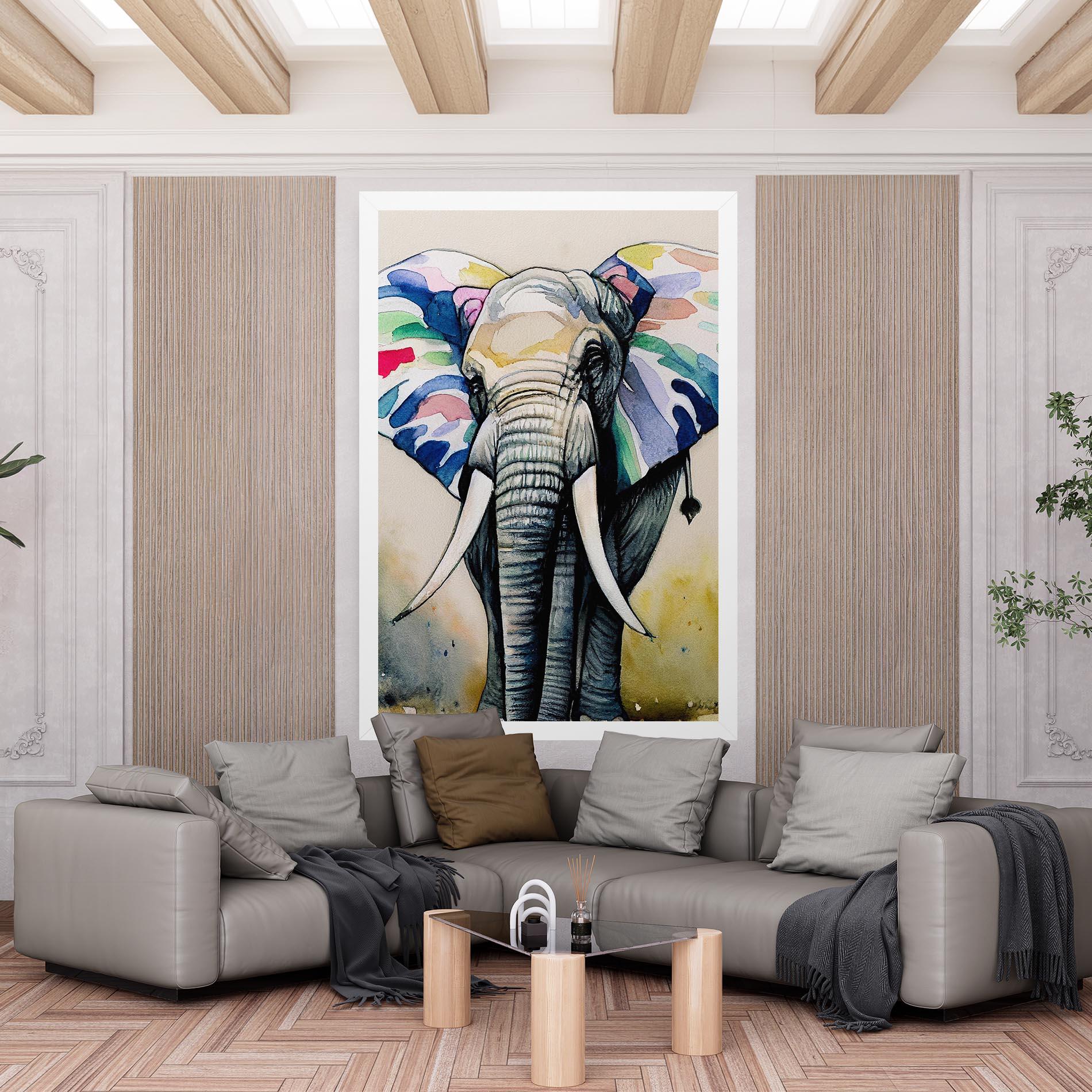 Leinwandbild Watercolor Elephant Art mockup 6