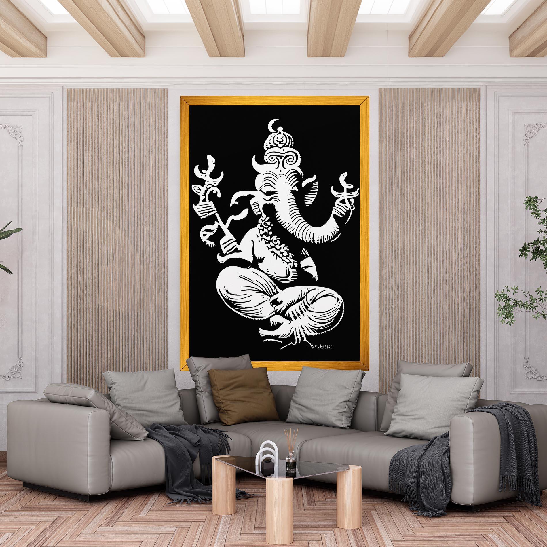 Leinwandbild Black And White Ganesha mockup 6