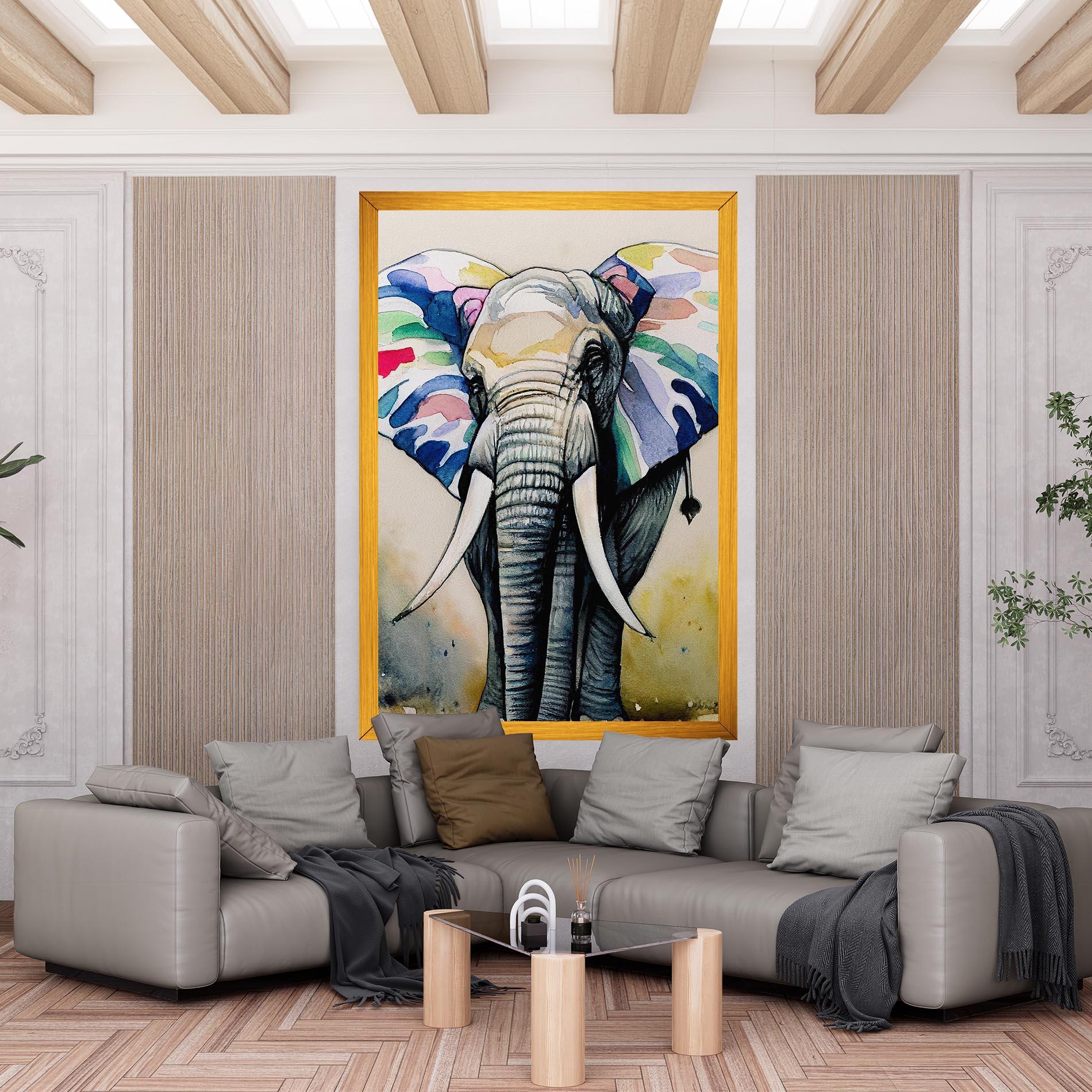 Leinwandbild Watercolor Elephant Art mockup 6