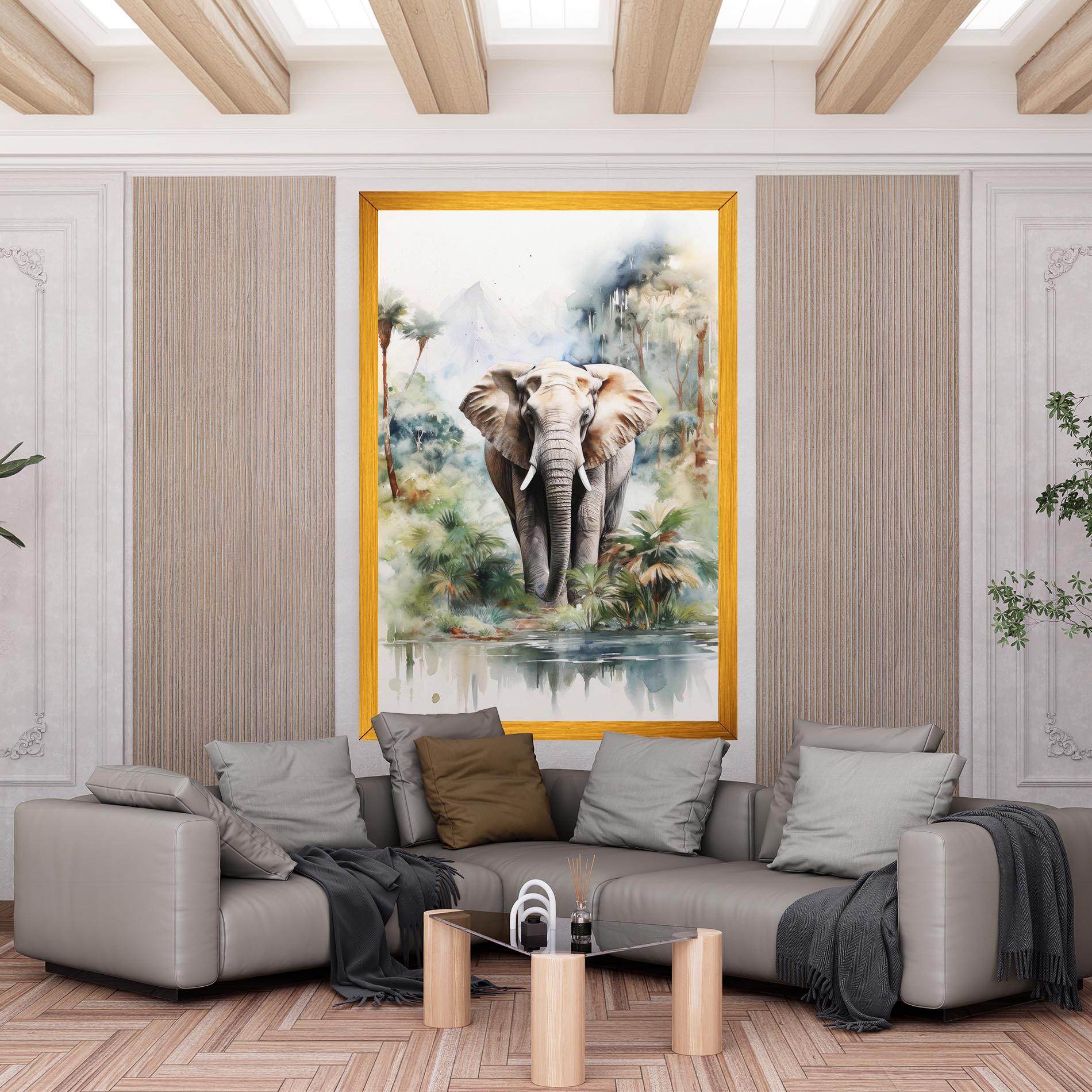 Leinwandbild Wild Watercolor Elephant mockup 6