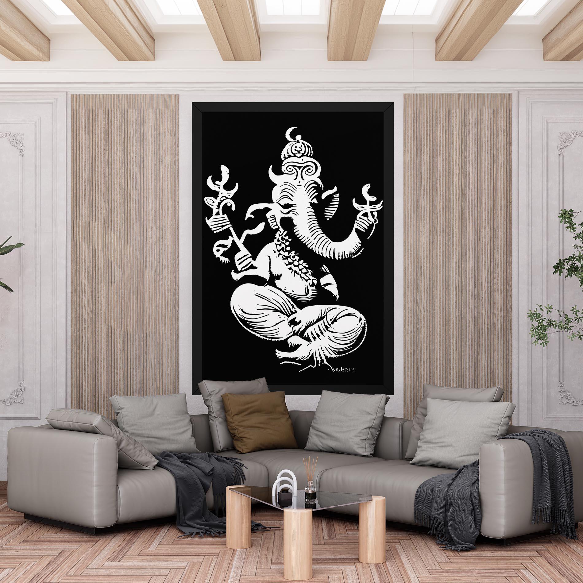Leinwandbild Black And White Ganesha mockup 6