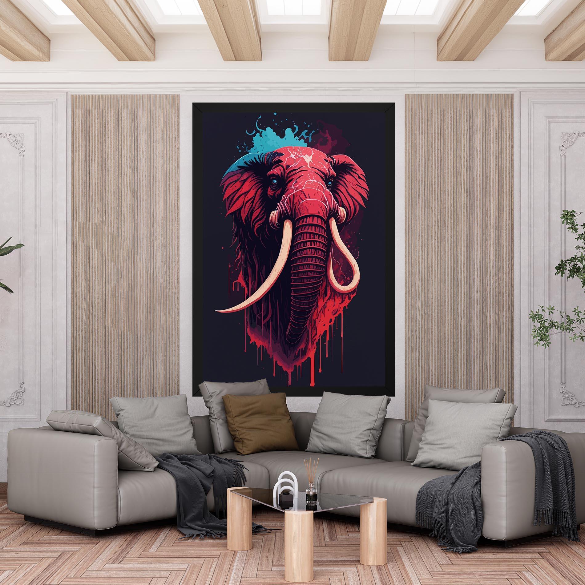 Leinwandbild Blue Red Elephant mockup 6