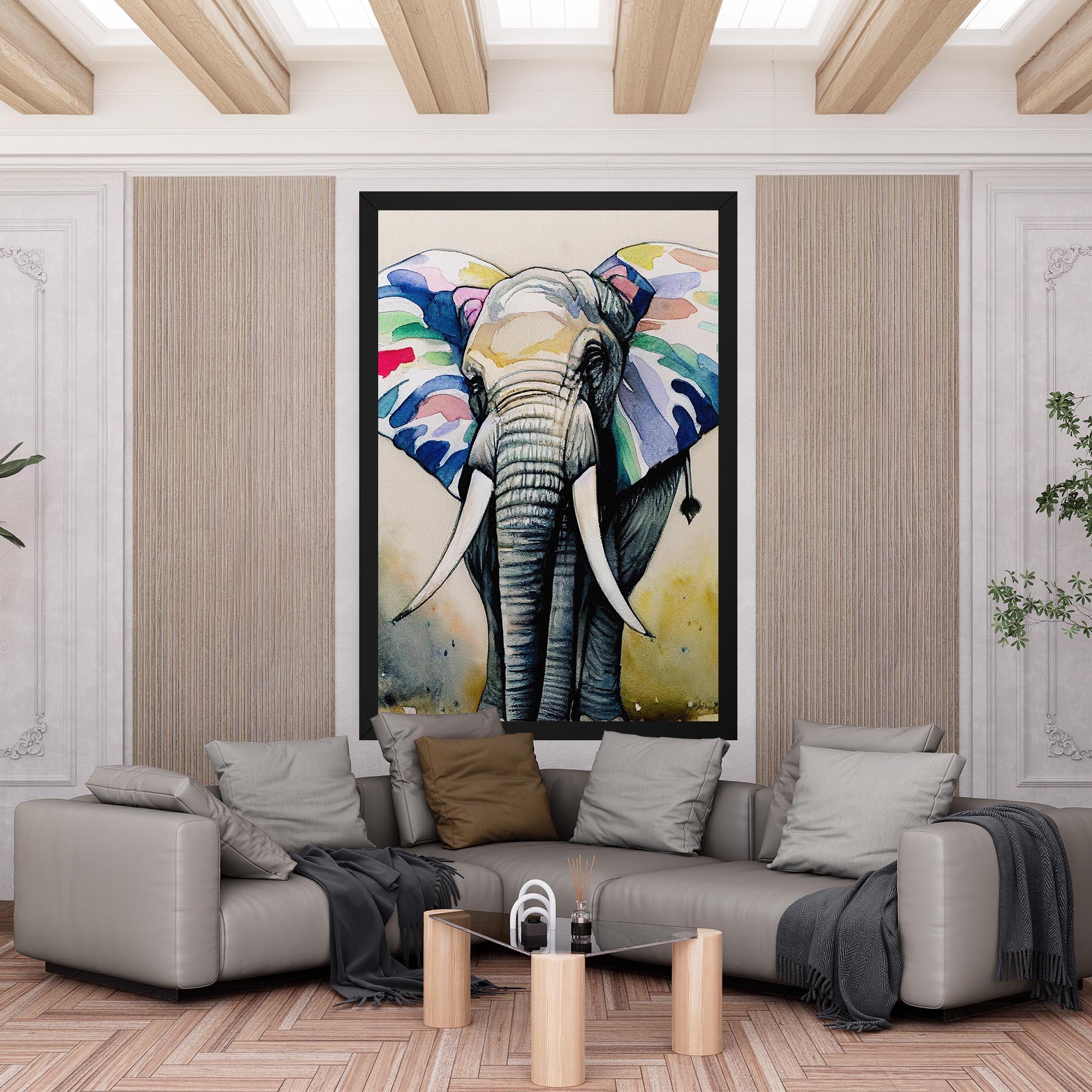 Leinwandbild Watercolor Elephant Art mockup 6