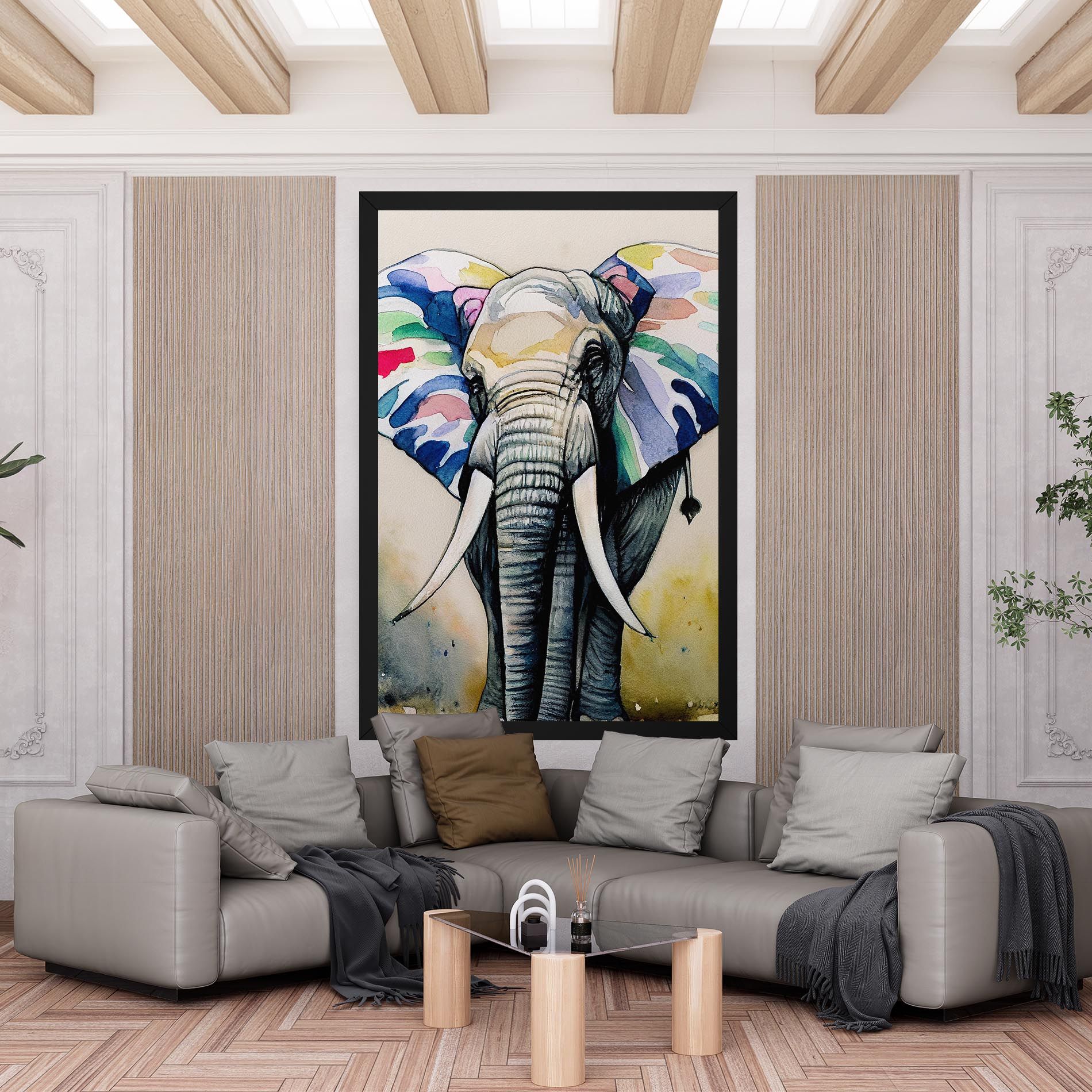 Watercolor Elephant Art mockup 6