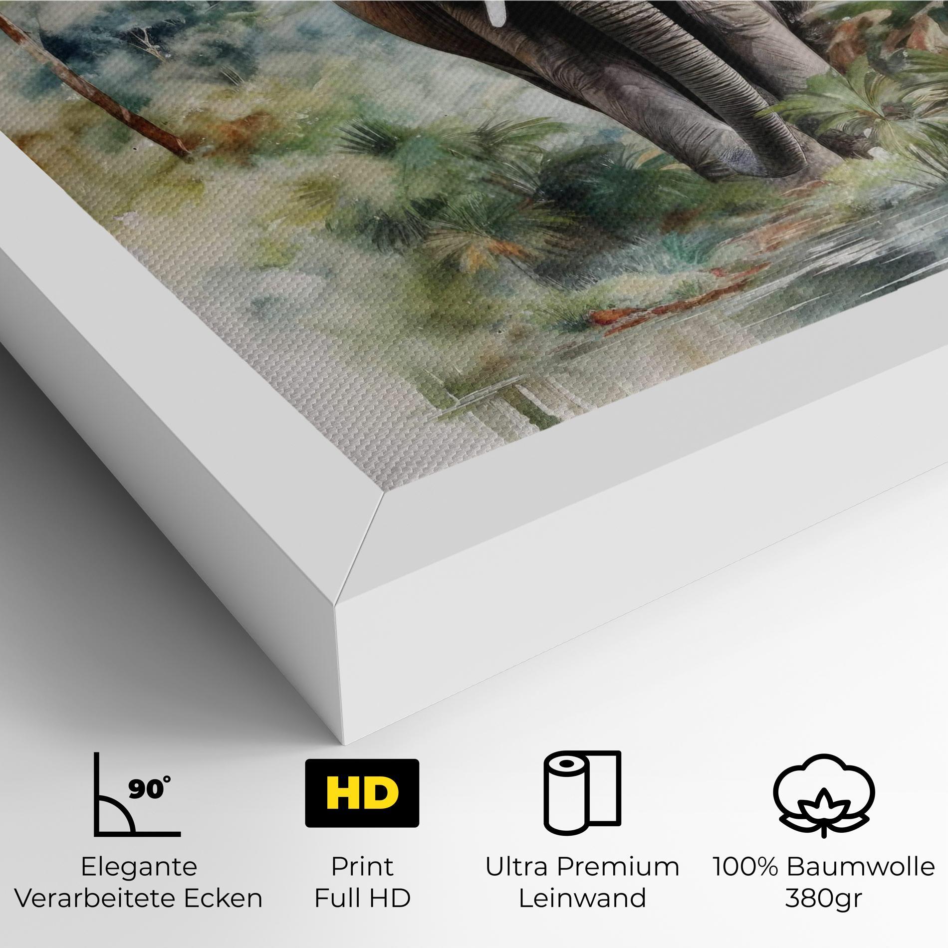 Leinwandbild Wild Watercolor Elephant mockup 4