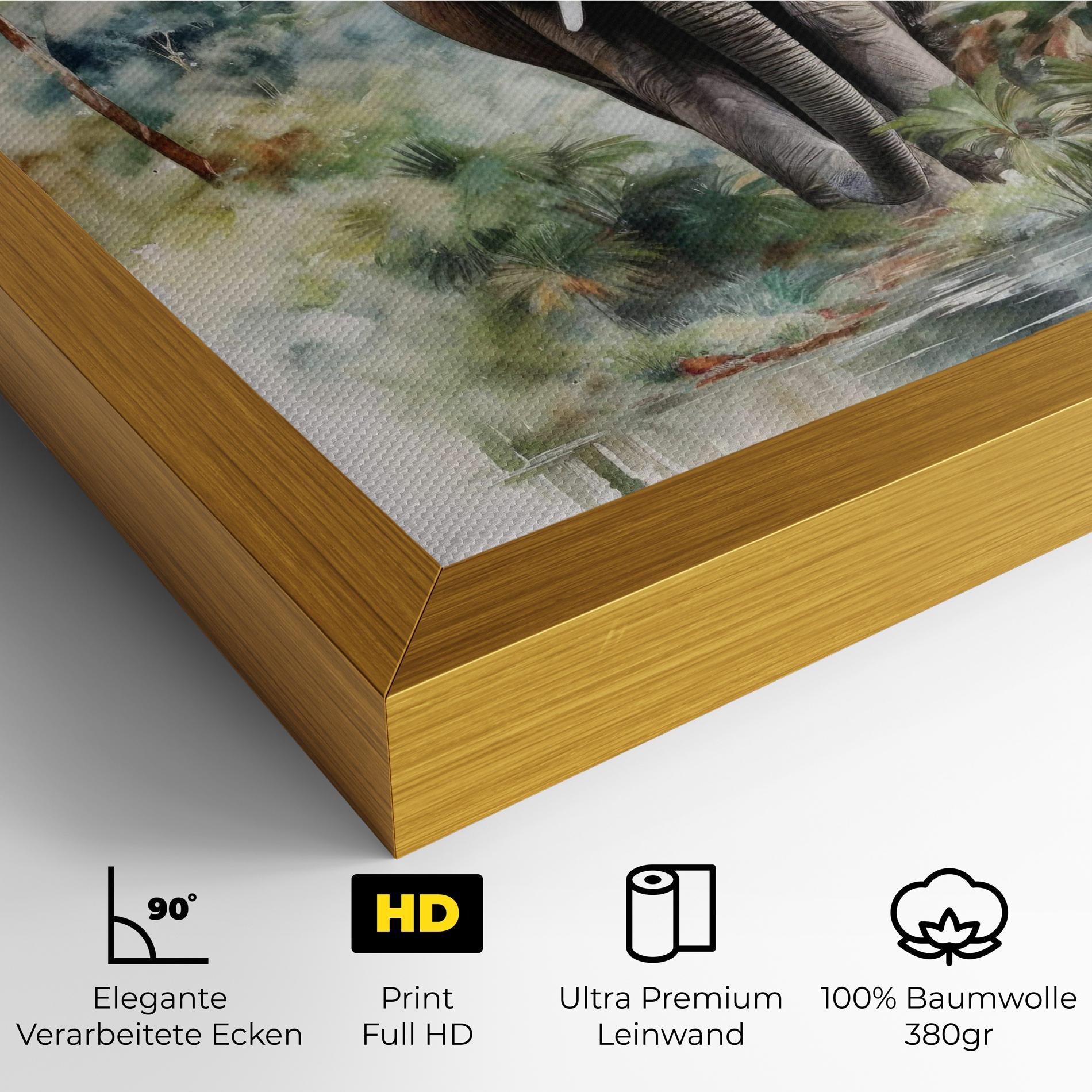 Leinwandbild Wild Watercolor Elephant mockup 4