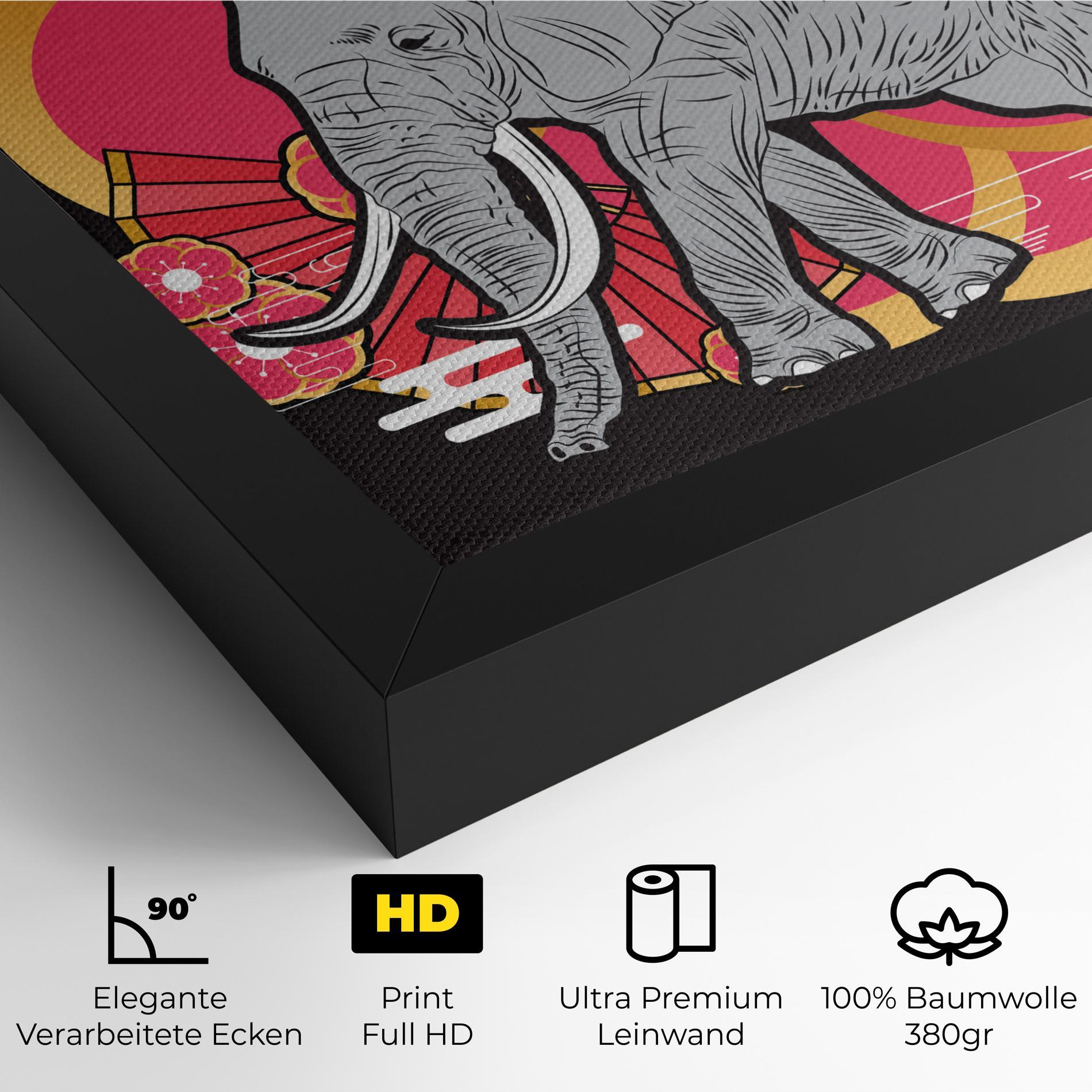 Leinwandbild Elephant On Pink mockup 4