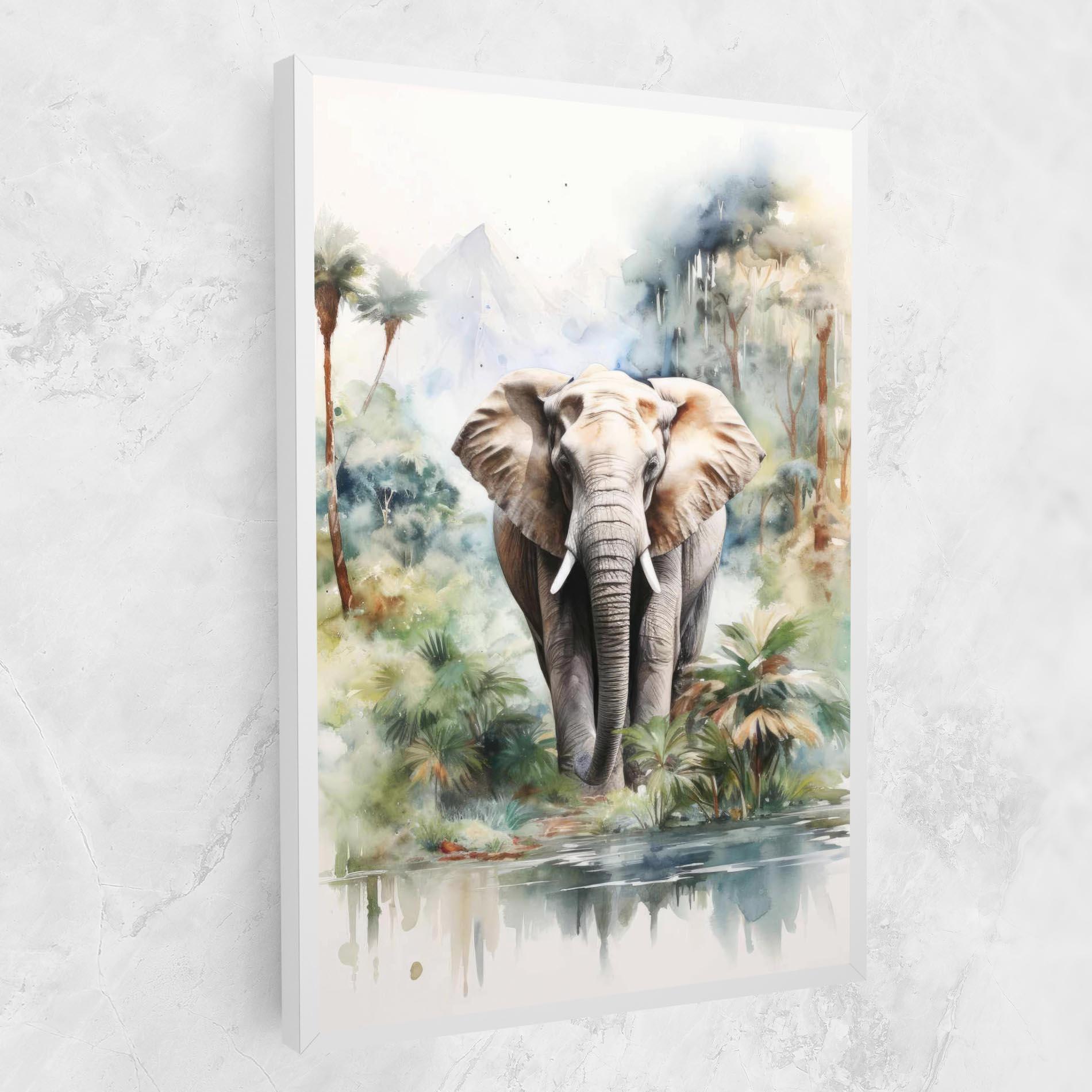 Leinwandbild Wild Watercolor Elephant mockup 1