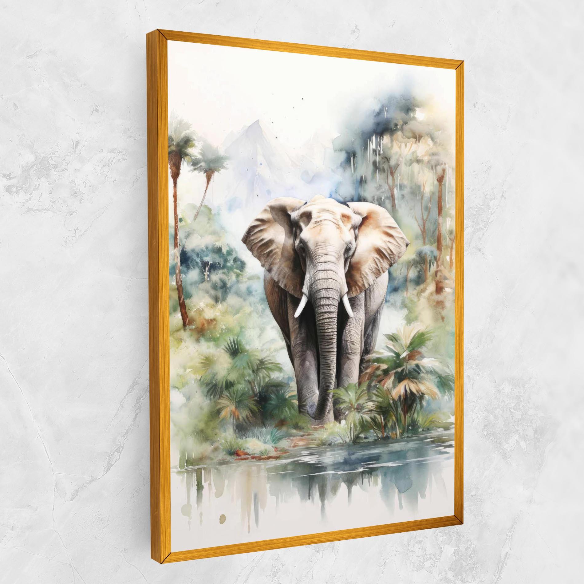 Leinwandbild Wild Watercolor Elephant mockup 1
