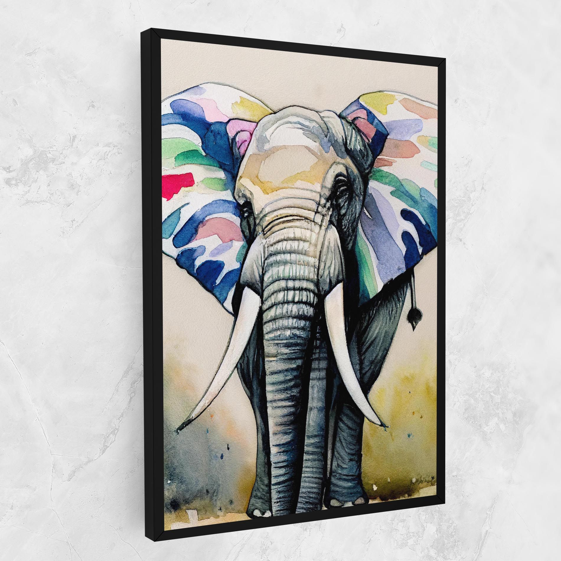 Watercolor Elephant Art mockup 1