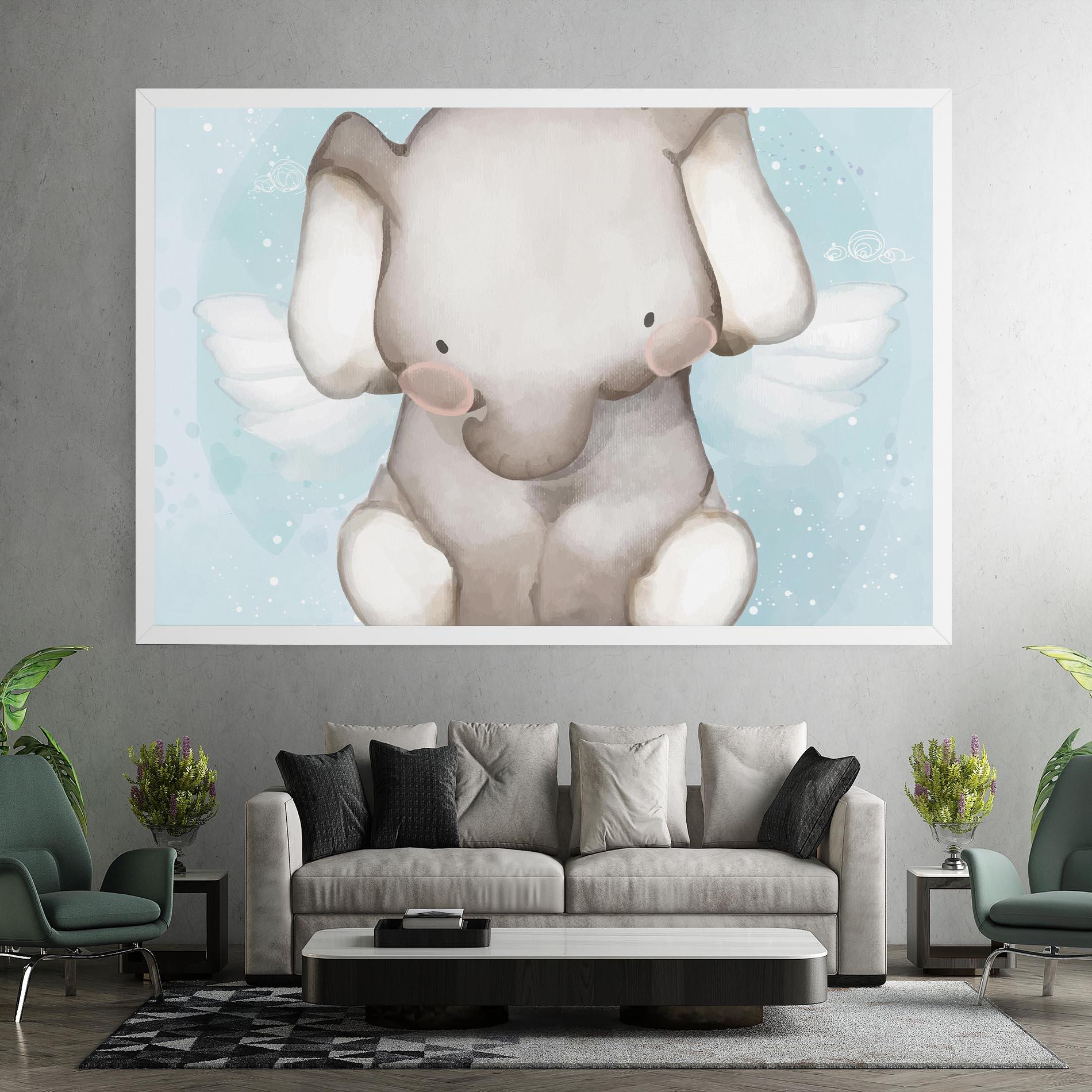 Leinwandbild Elephant On Blue mockup 7