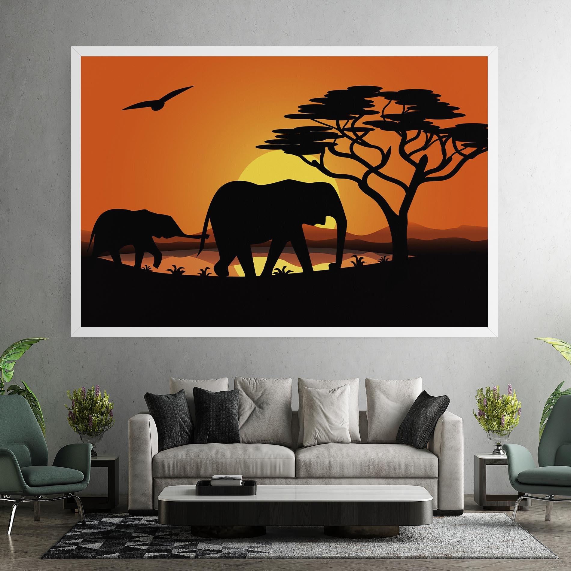 Leinwandbild Elephant Sunset mockup 7