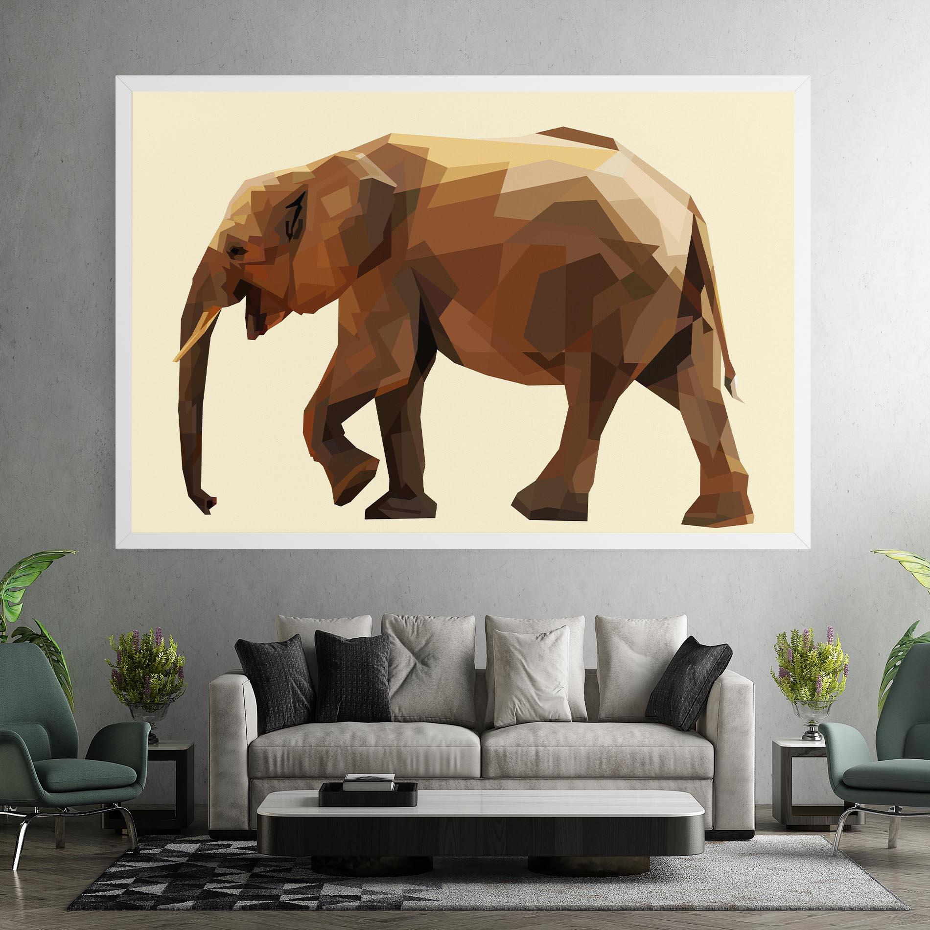 Leinwandbild Walking Elephant Cream mockup 7
