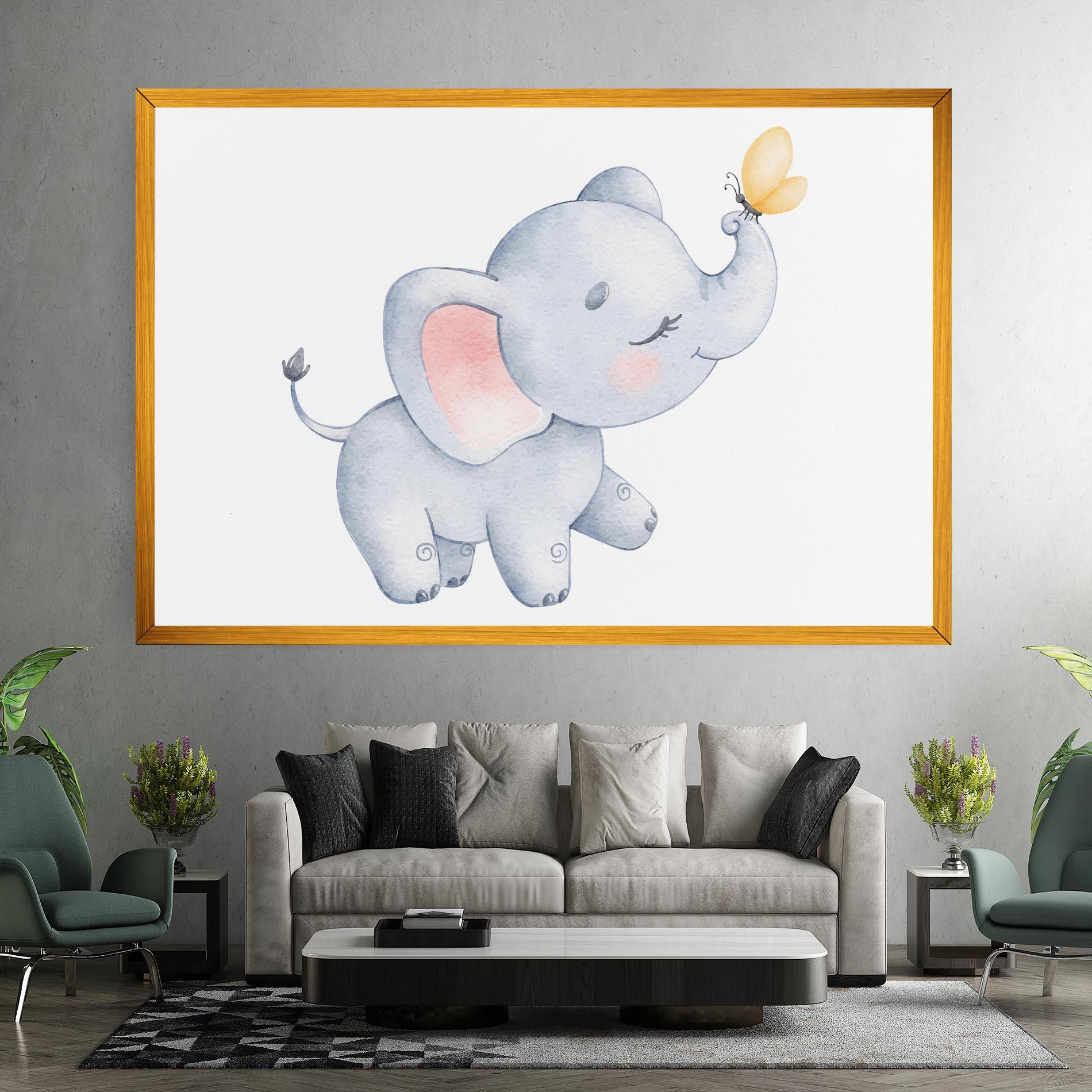Leinwandbild Elephant Butterfly mockup 7