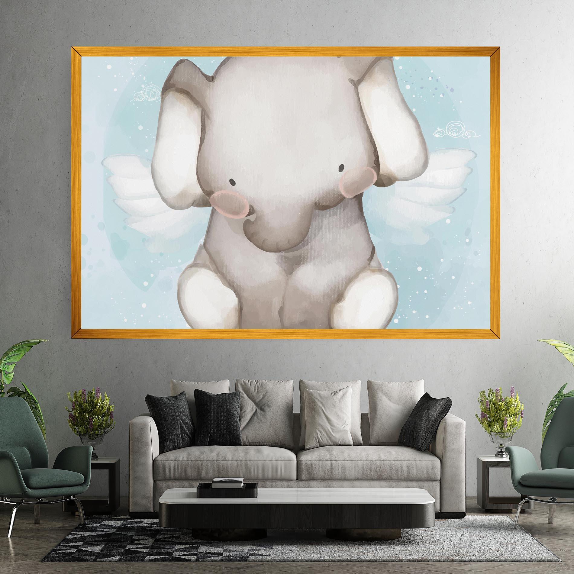 Leinwandbild Elephant On Blue mockup 7