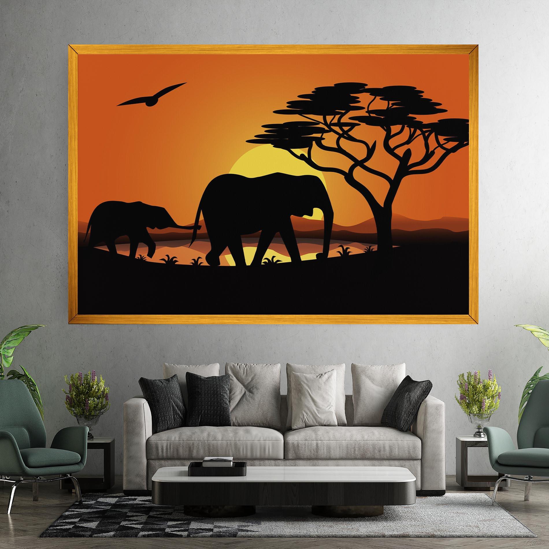 Leinwandbild Elephant Sunset mockup 7