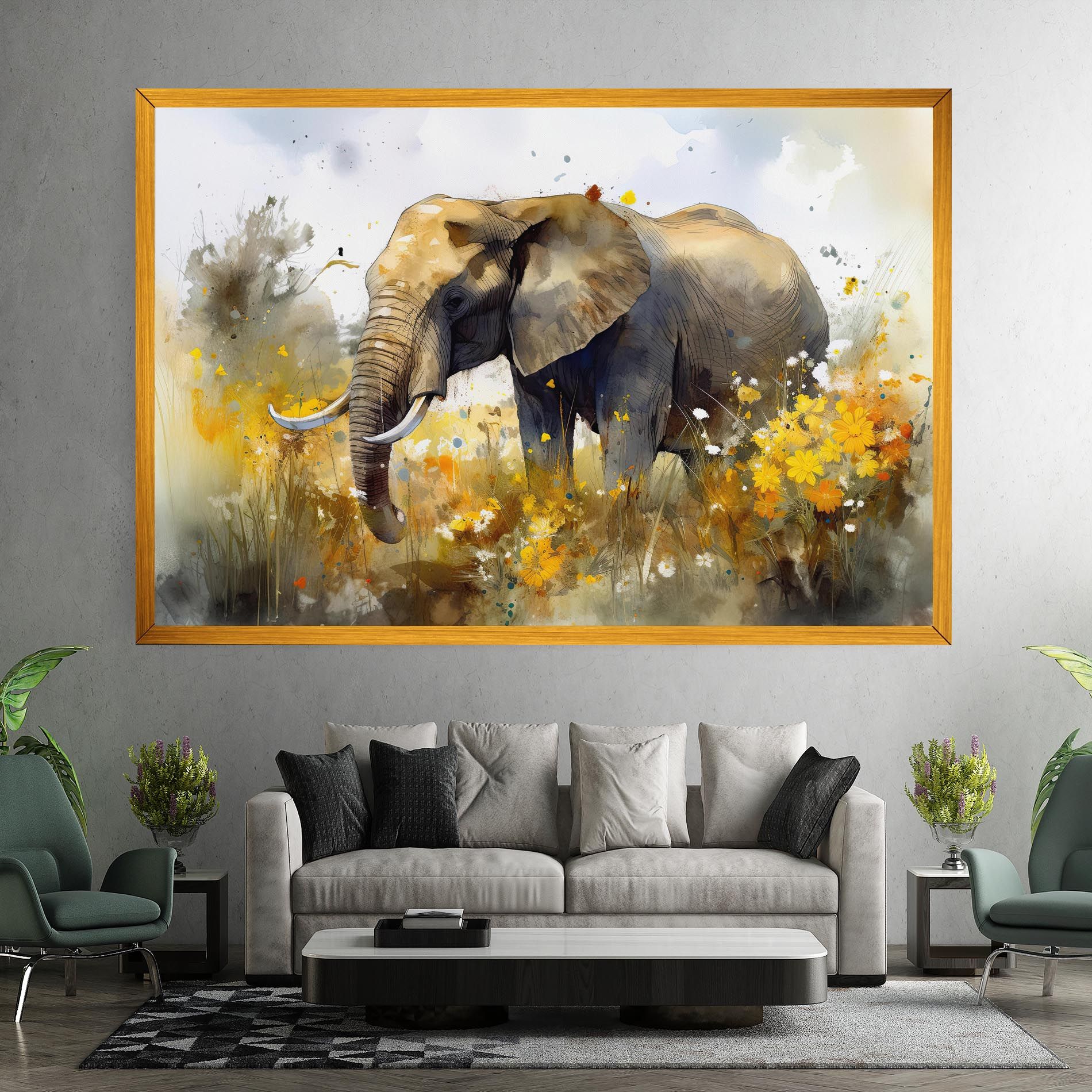 Yellow Flowers Elephant mockup 7