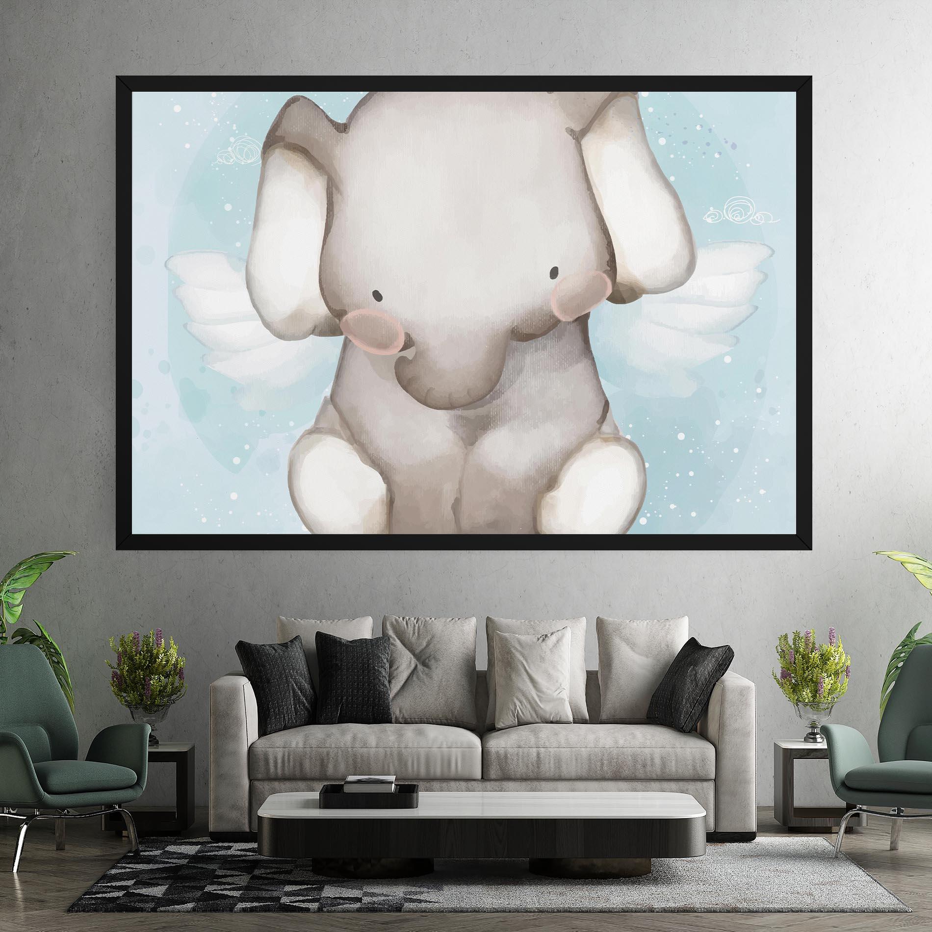 Leinwandbild Elephant On Blue mockup 7