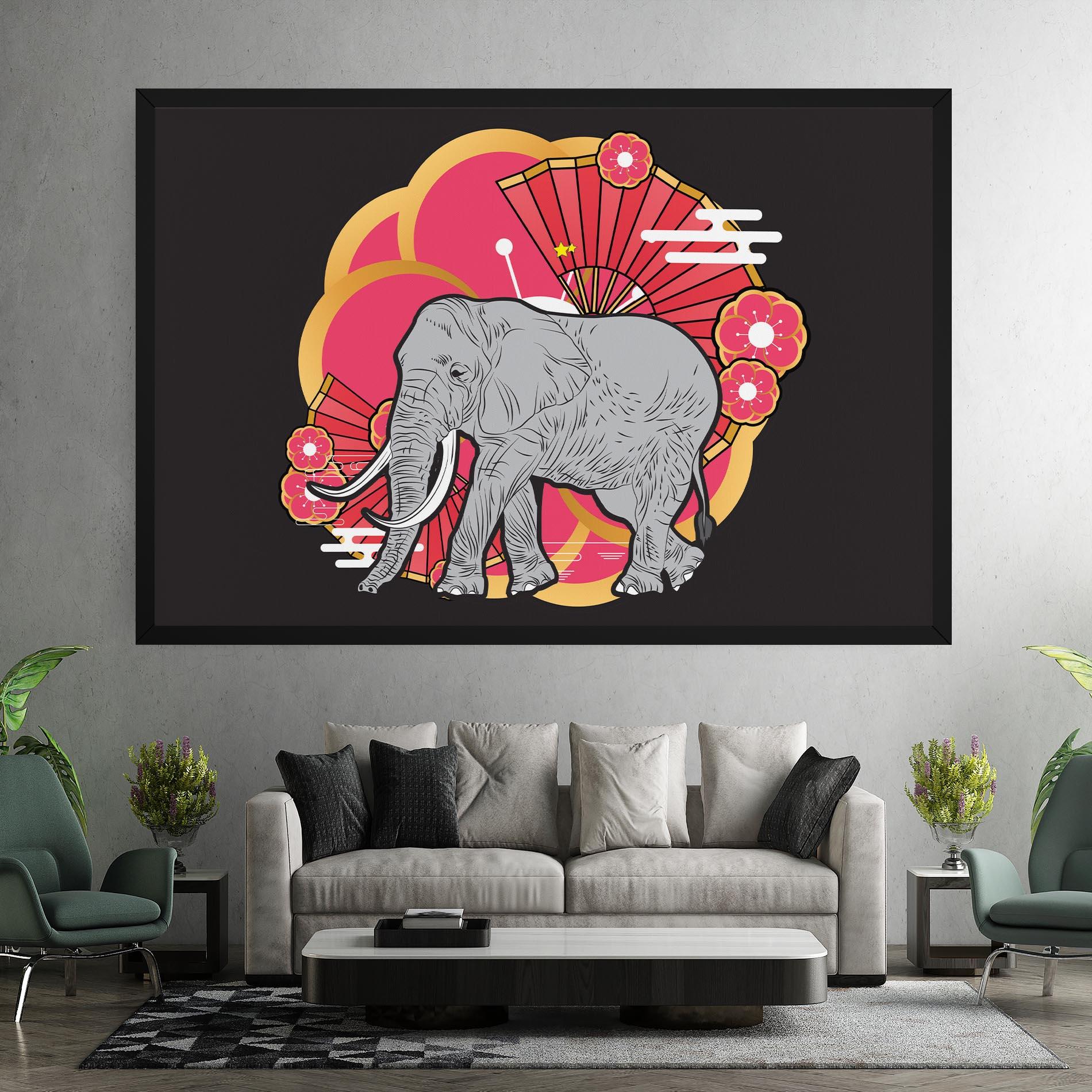 Leinwandbild Elephant On Pink mockup 7