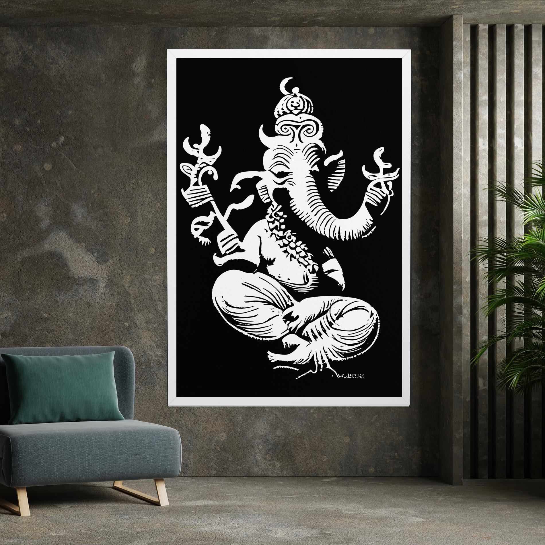 Leinwandbild Black And White Ganesha mockup 7