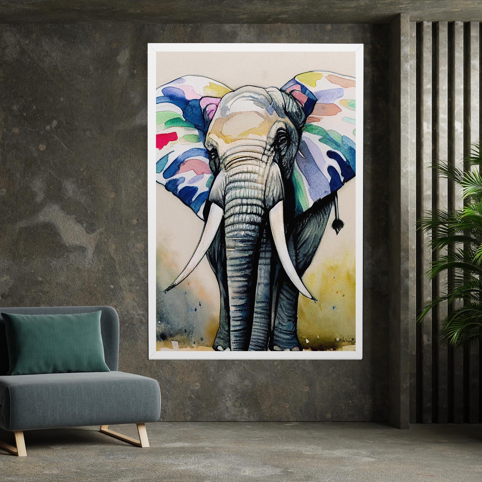 Leinwandbild Watercolor Elephant Art mockup 7