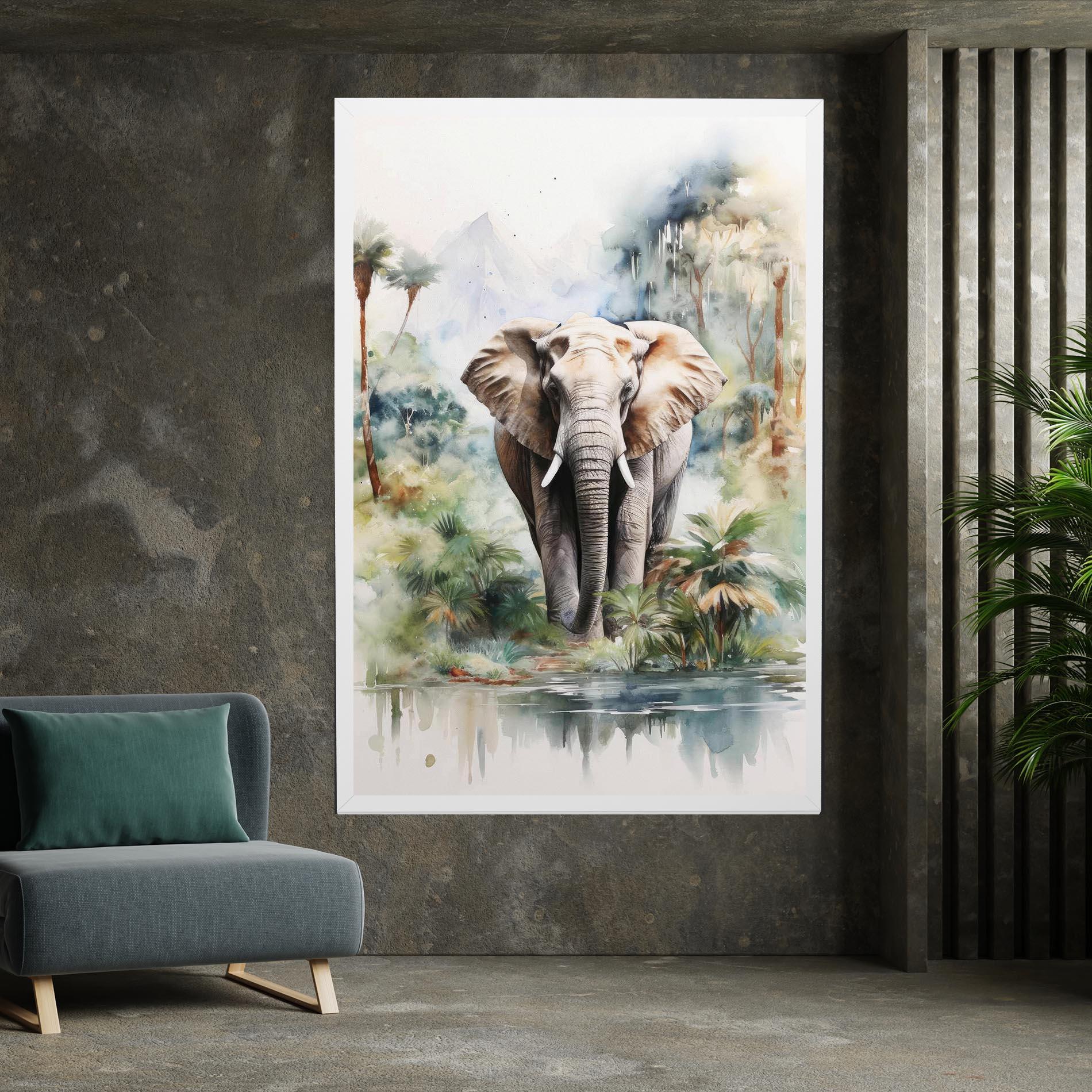 Leinwandbild Wild Watercolor Elephant mockup 7