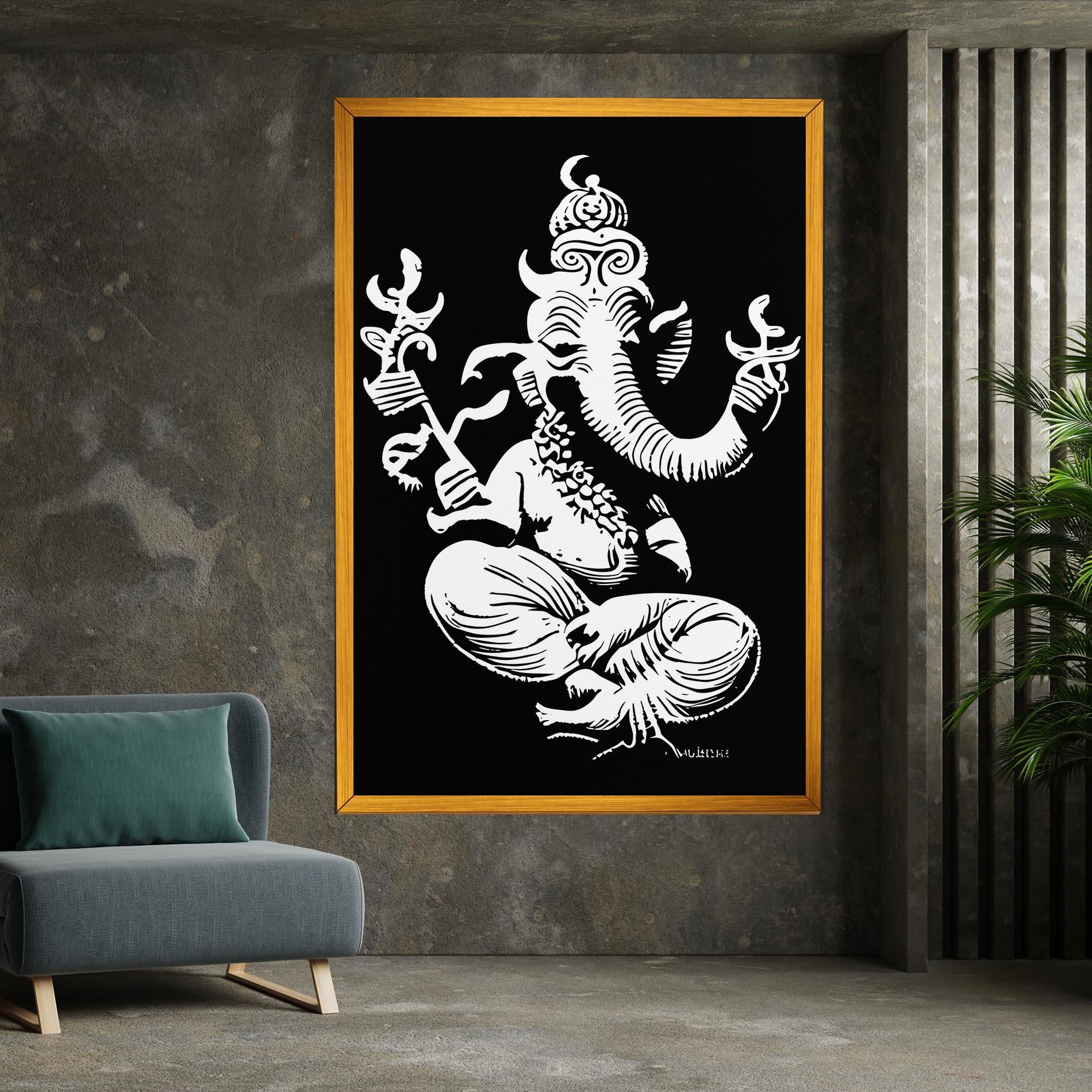 Leinwandbild Black And White Ganesha mockup 7