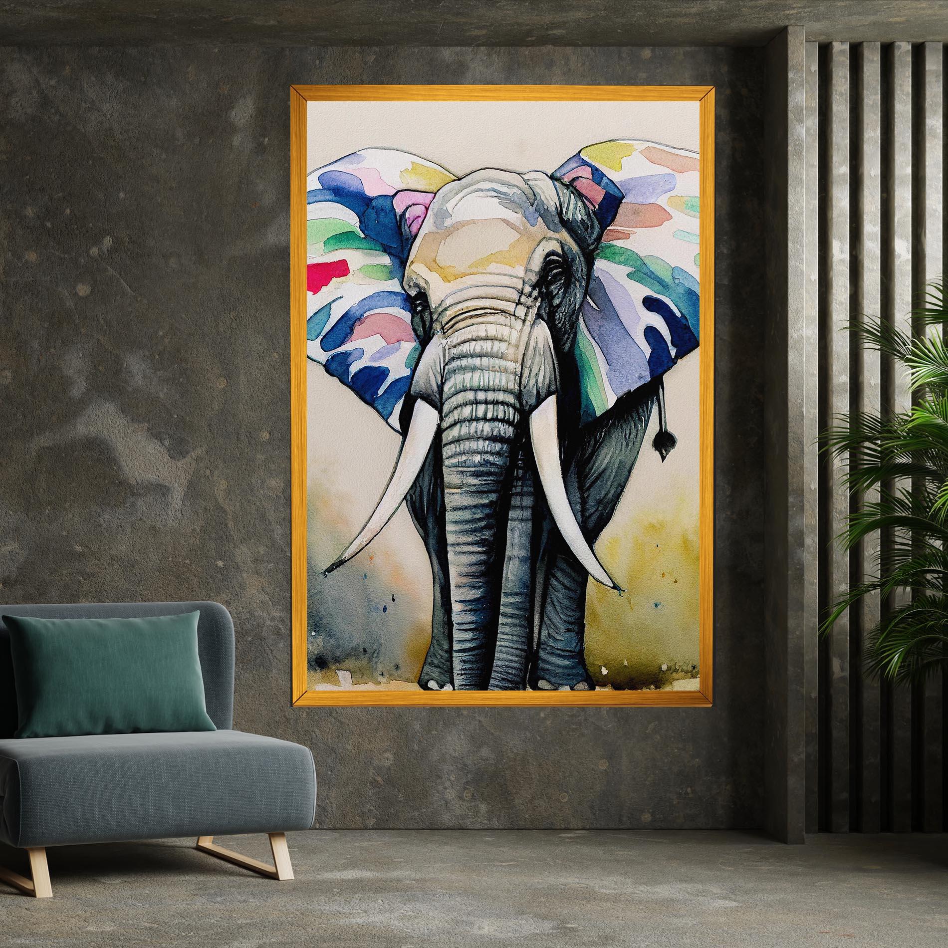 Leinwandbild Watercolor Elephant Art mockup 7