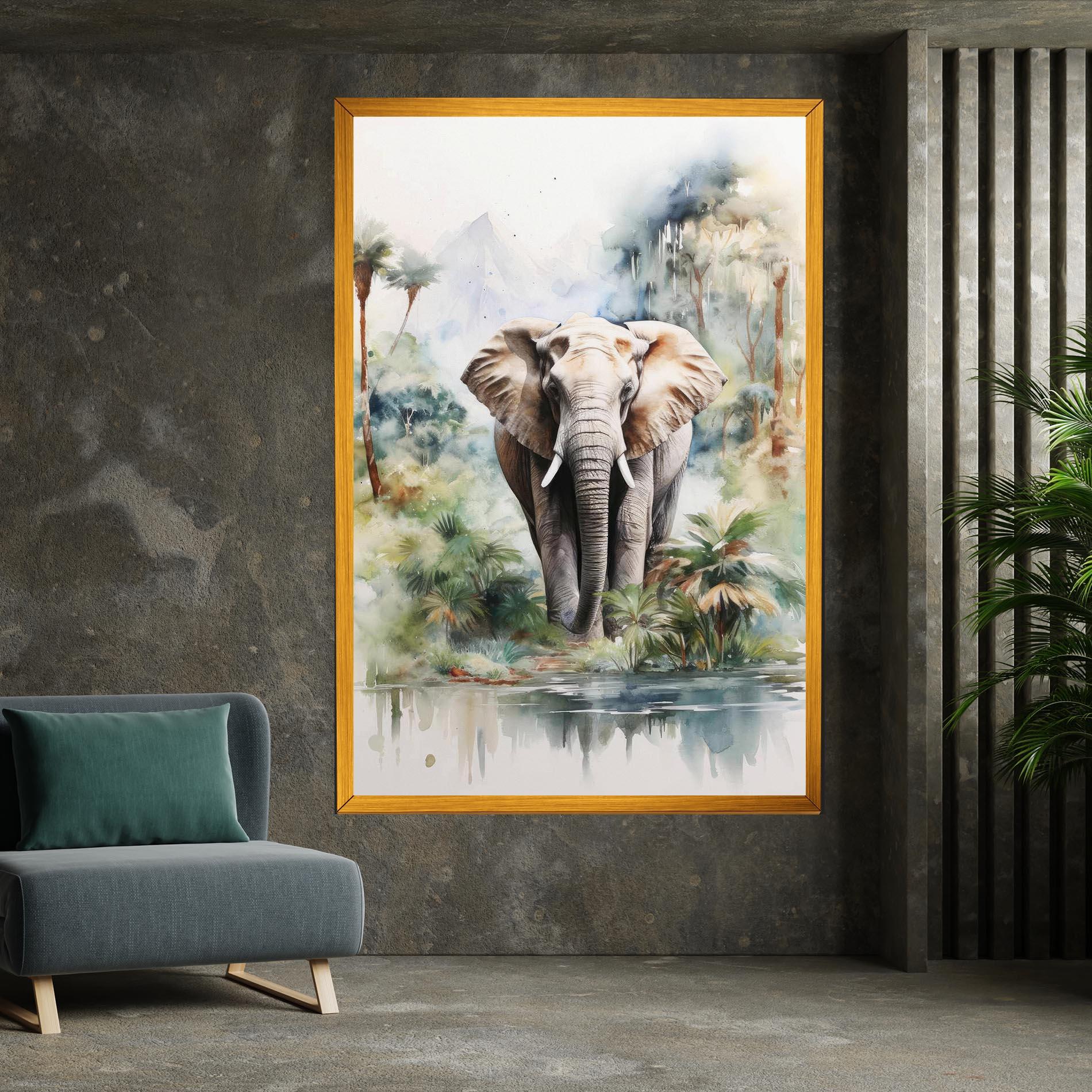 Leinwandbild Wild Watercolor Elephant mockup 7