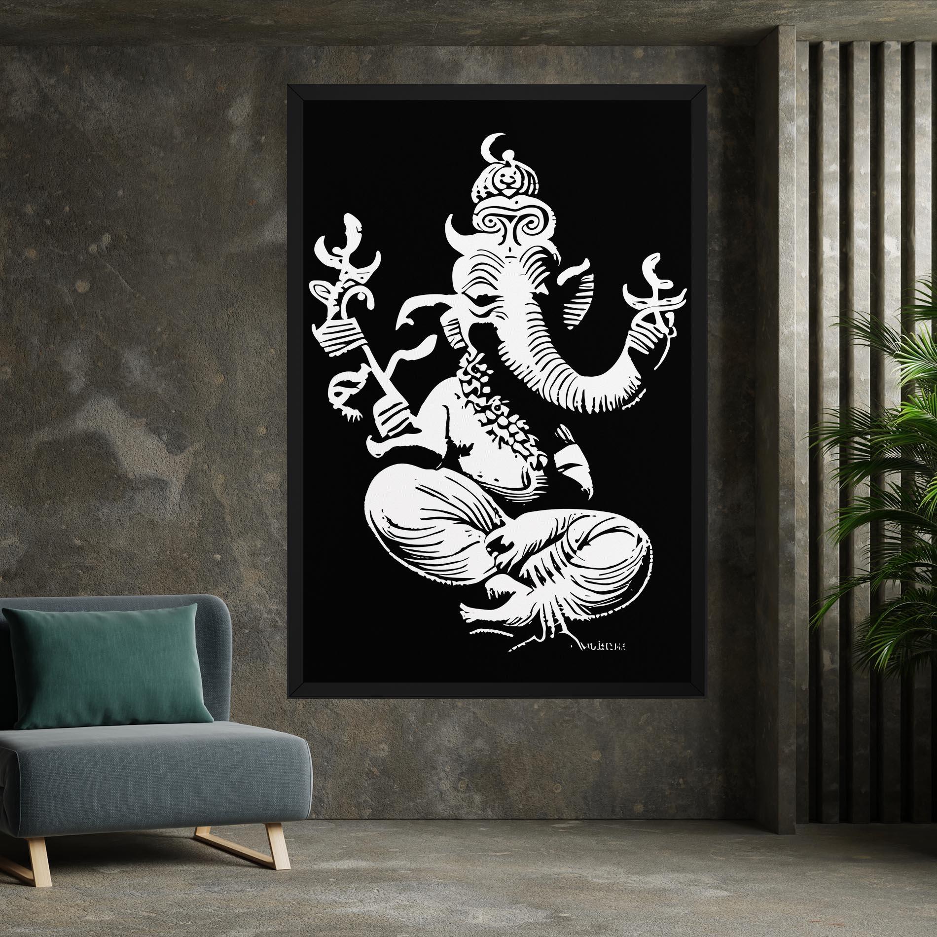 Leinwandbild Black And White Ganesha mockup 7