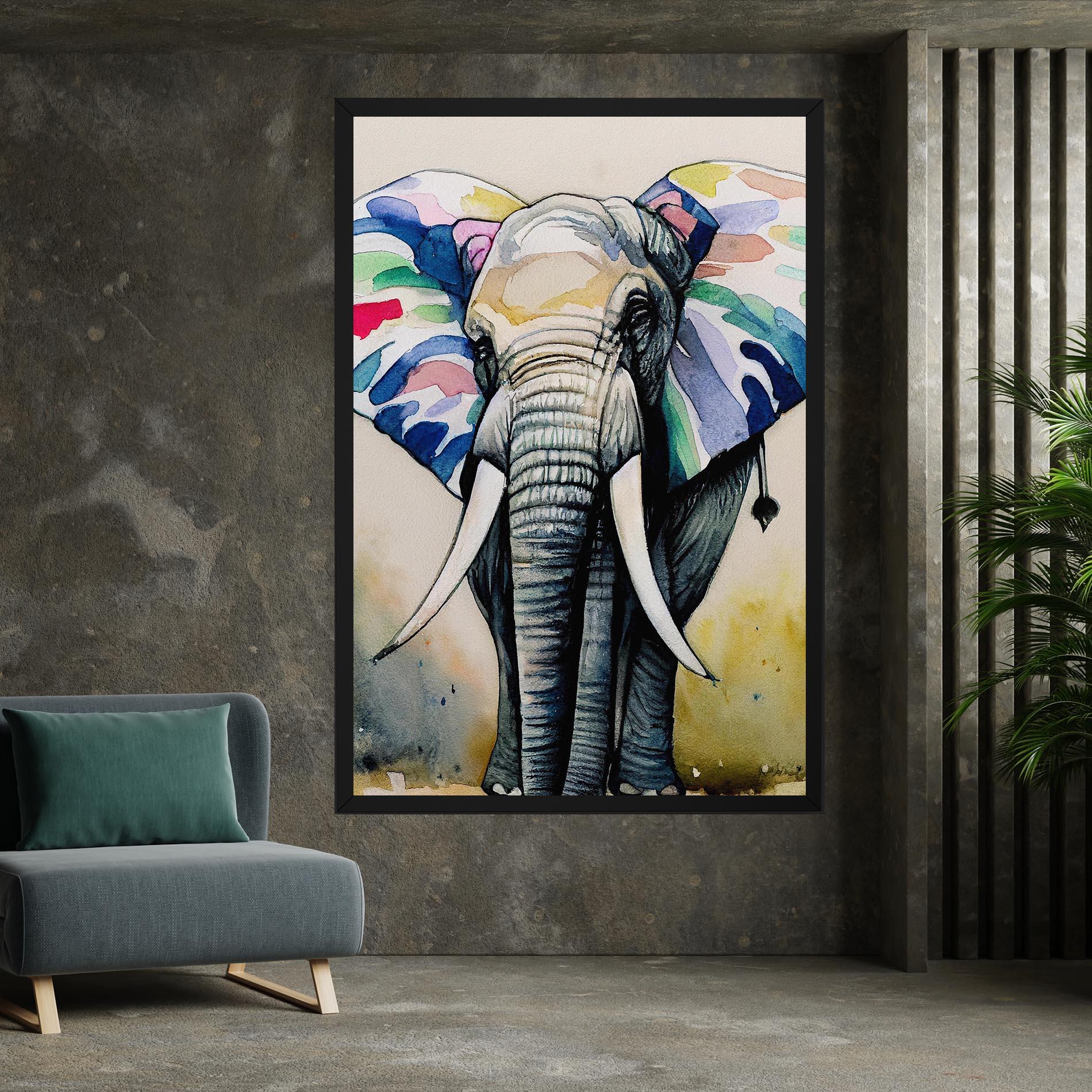 Leinwandbild Watercolor Elephant Art mockup 7