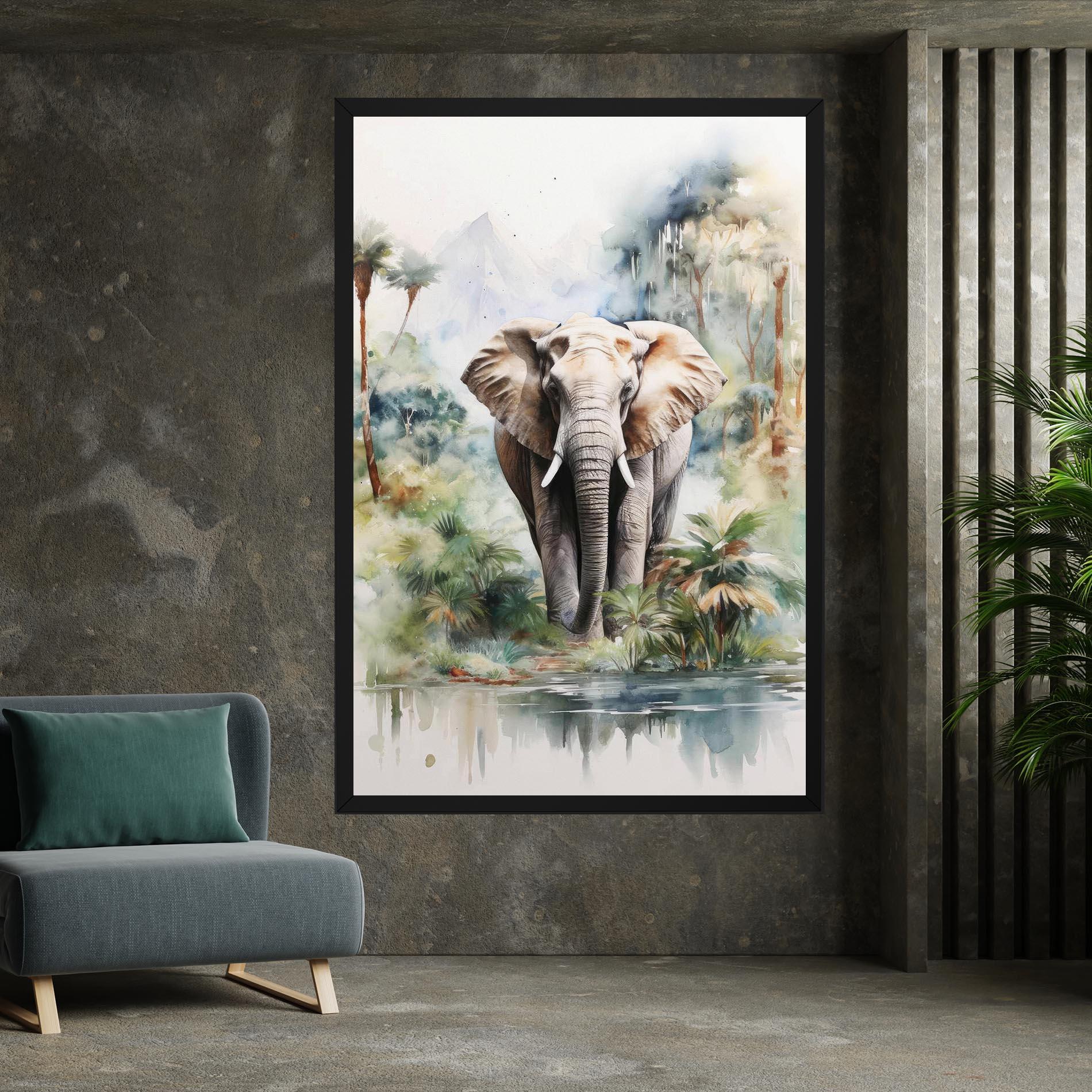 Leinwandbild Wild Watercolor Elephant mockup 7
