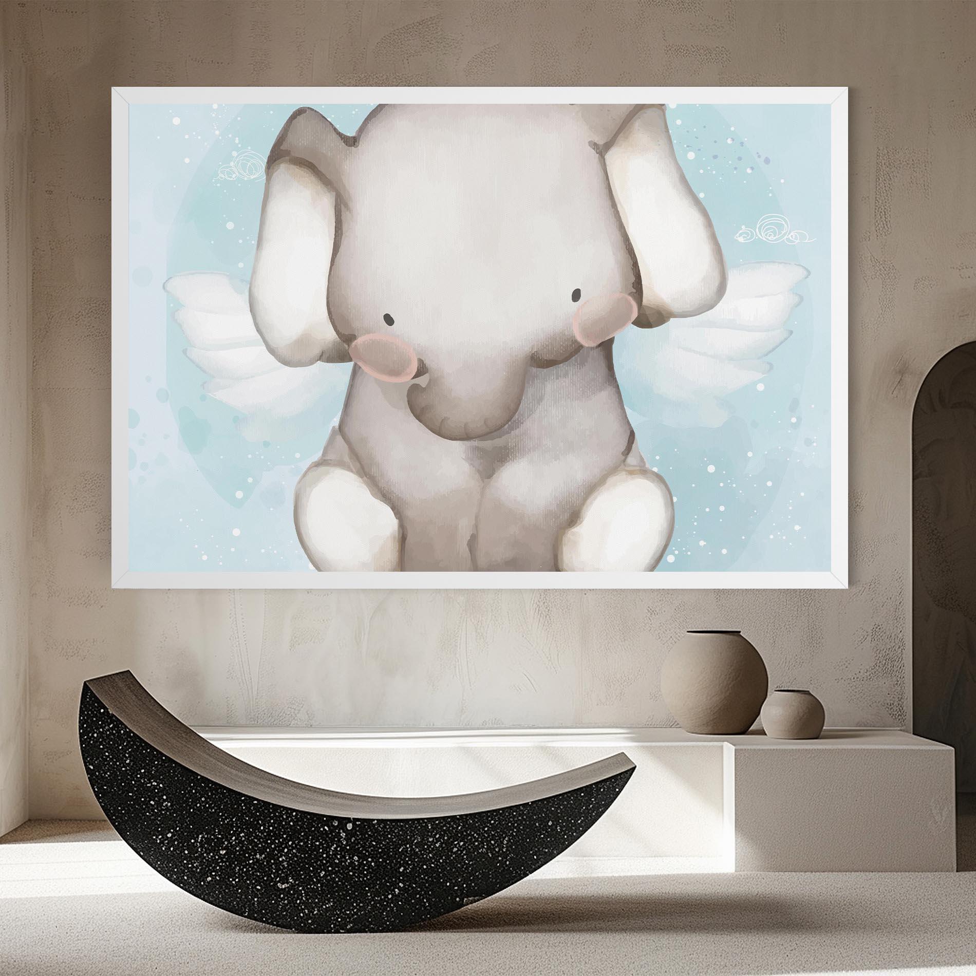 Leinwandbild Elephant On Blue mockup 8
