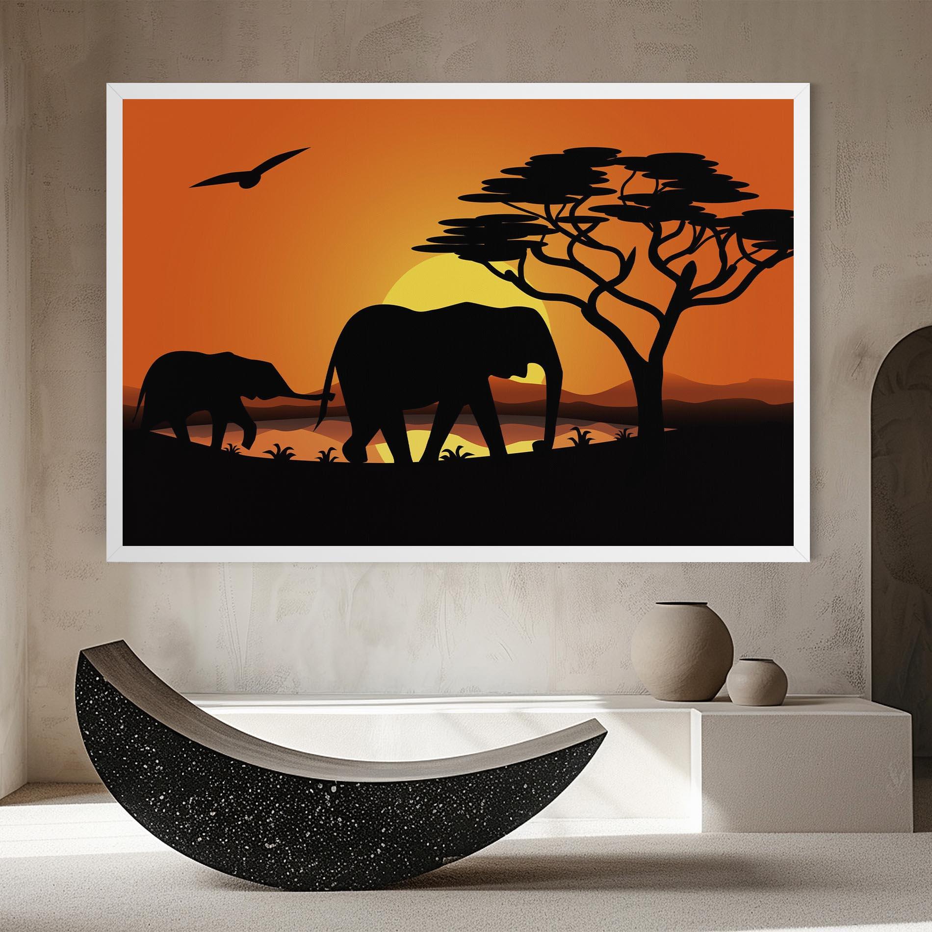 Leinwandbild Elephant Sunset mockup 8