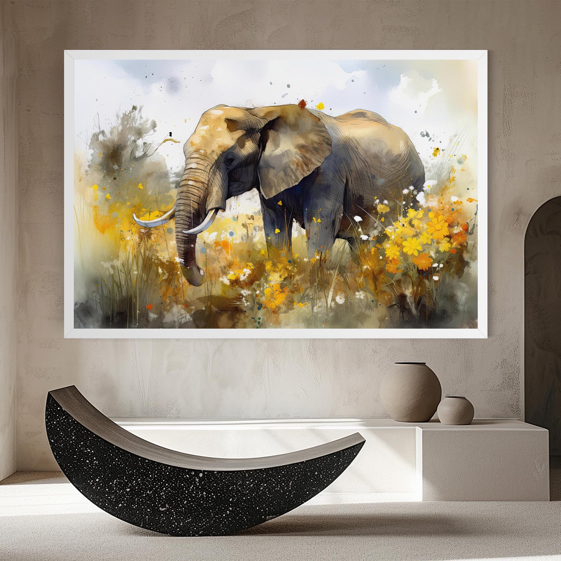 Yellow Flowers Elephant mockup 8