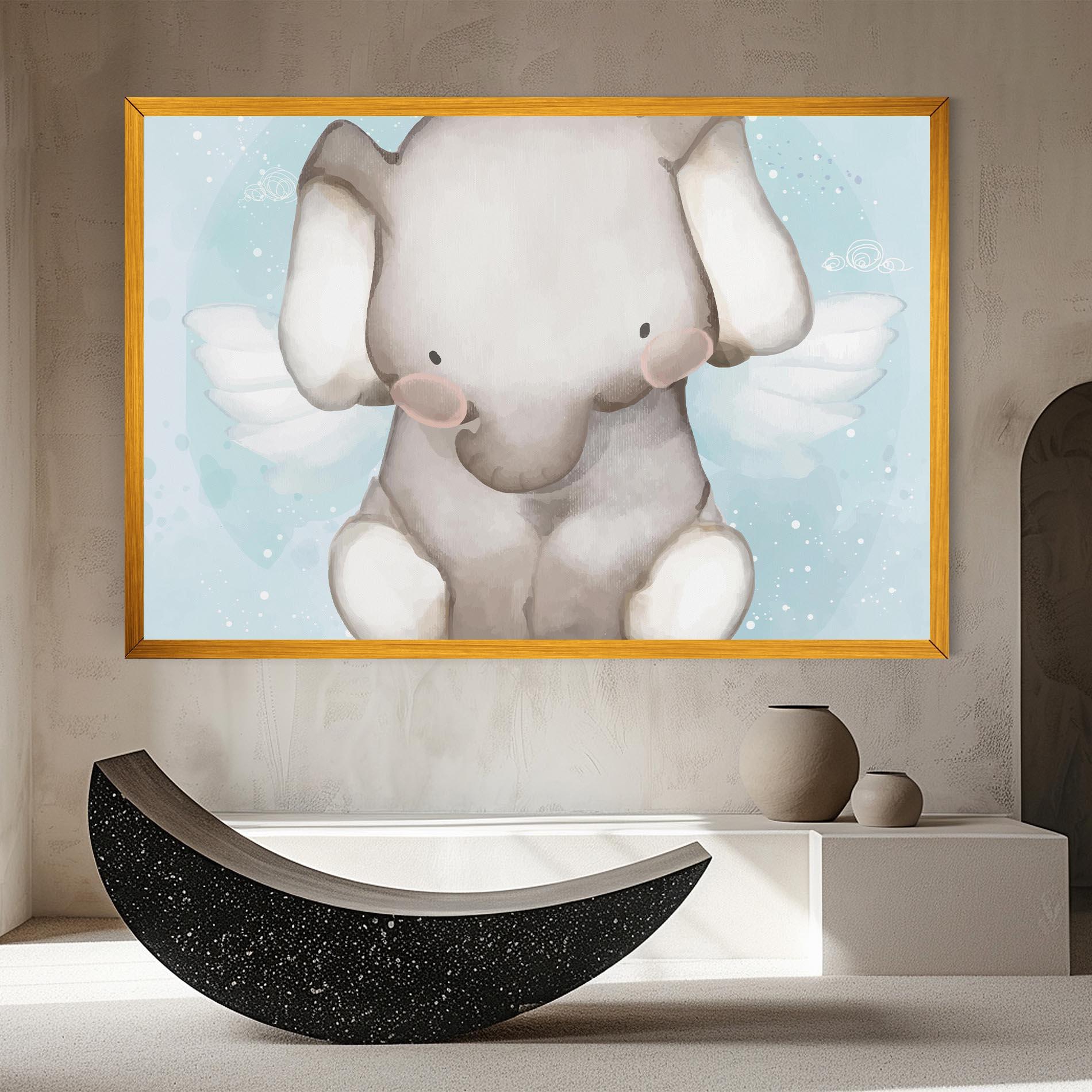 Leinwandbild Elephant On Blue mockup 8