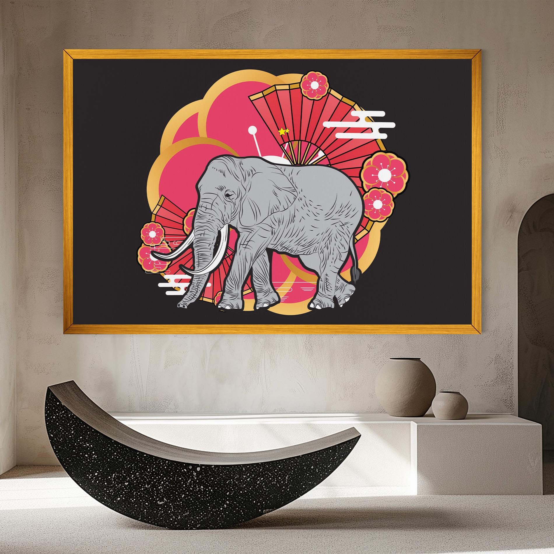 Leinwandbild Elephant On Pink mockup 8