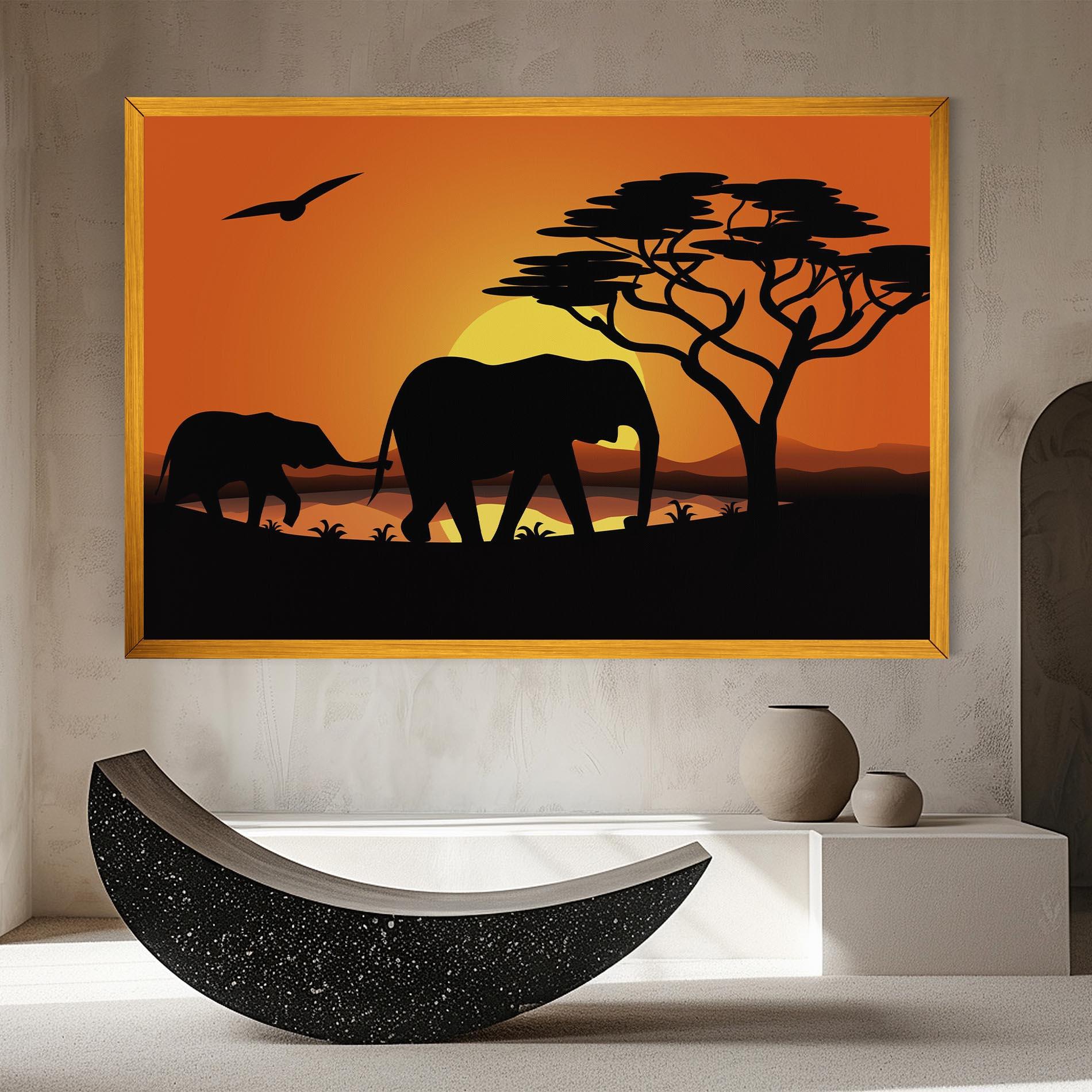 Leinwandbild Elephant Sunset mockup 8