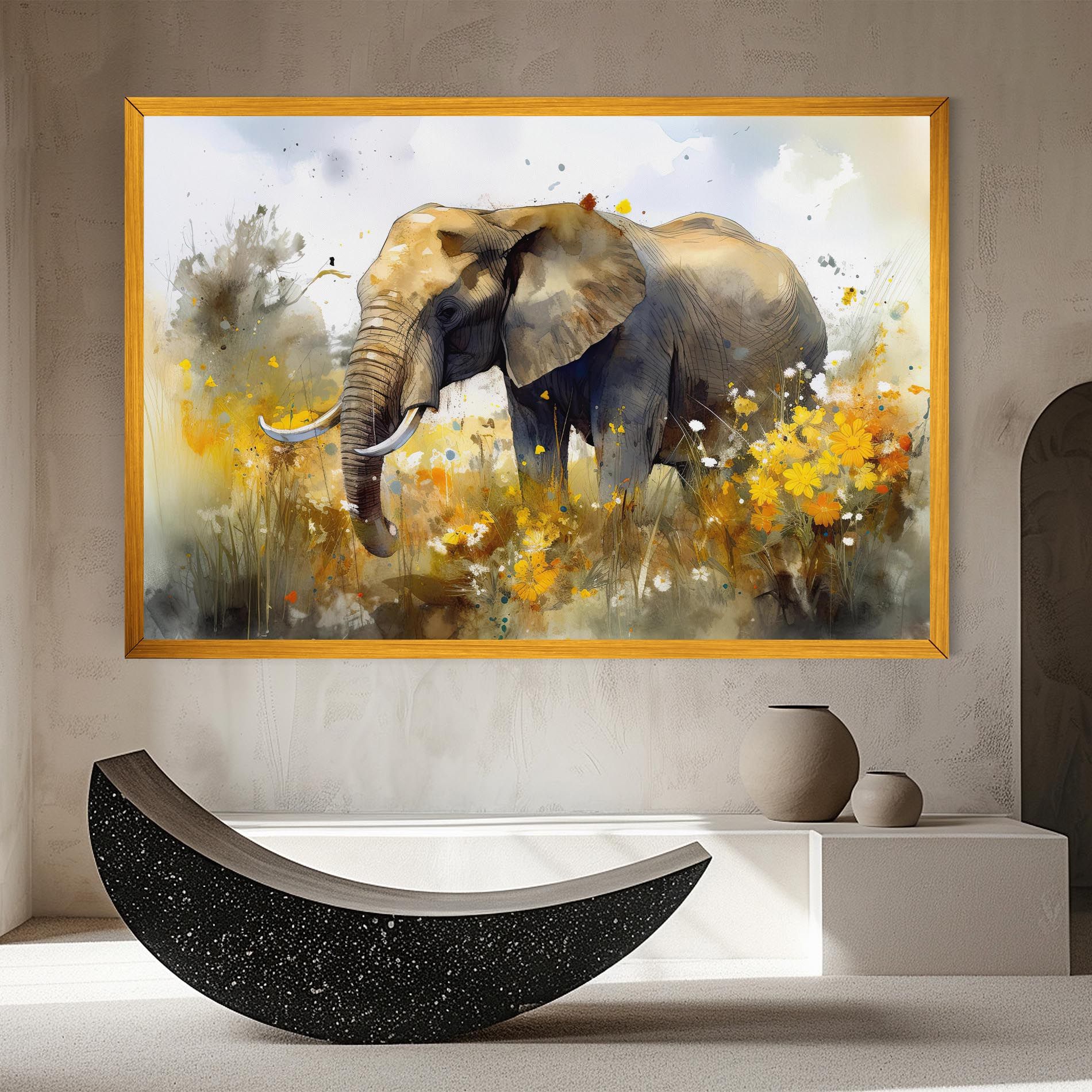 Yellow Flowers Elephant mockup 8