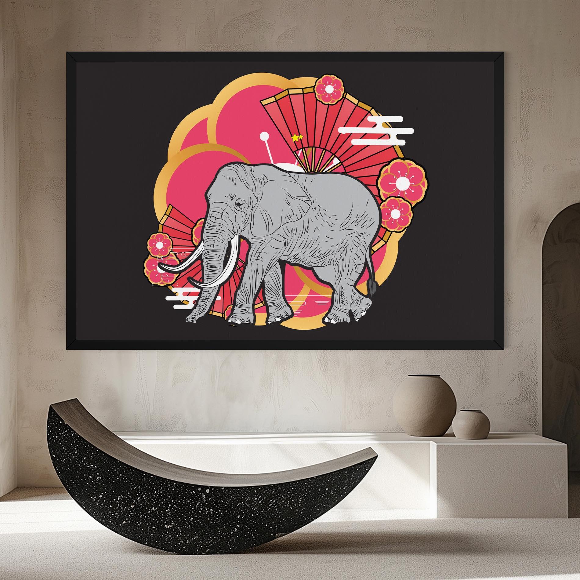 Leinwandbild Elephant On Pink mockup 8