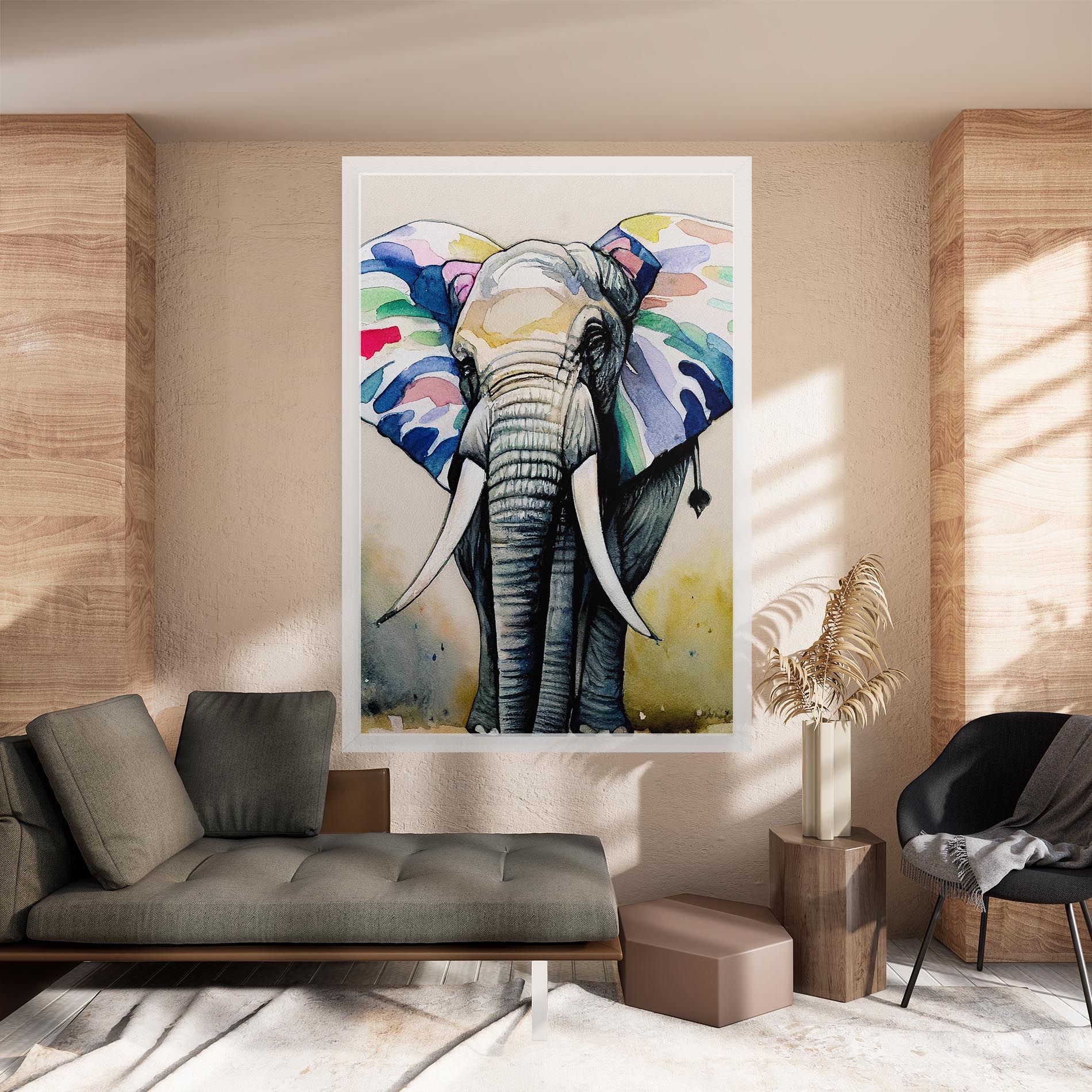 Watercolor Elephant Art mockup 8