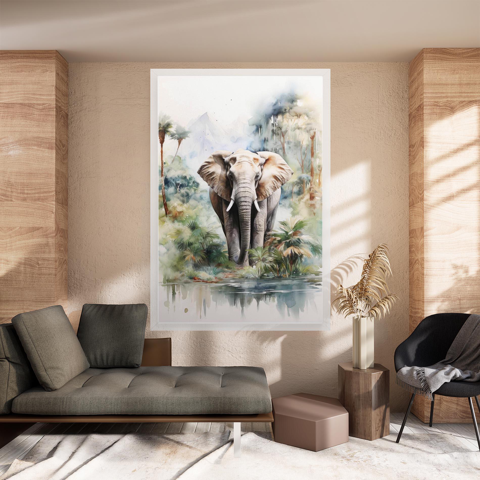 Leinwandbild Wild Watercolor Elephant mockup 8