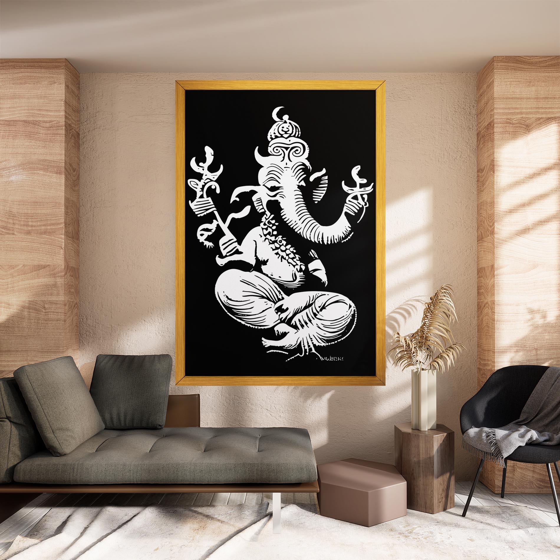 Leinwandbild Black And White Ganesha mockup 8