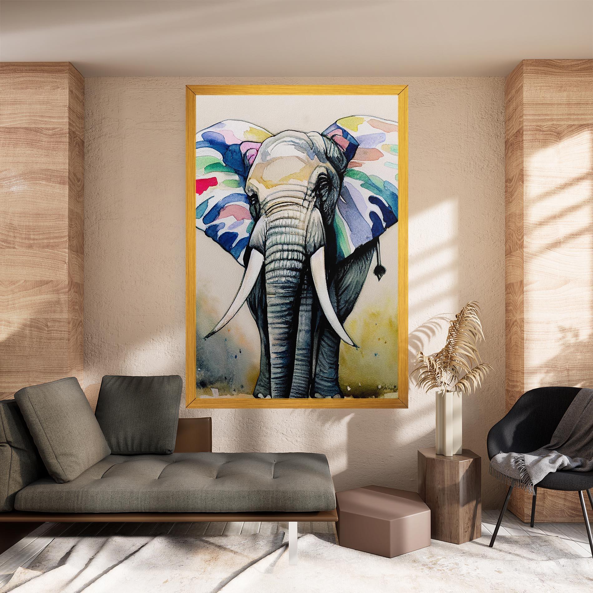 Leinwandbild Watercolor Elephant Art mockup 8
