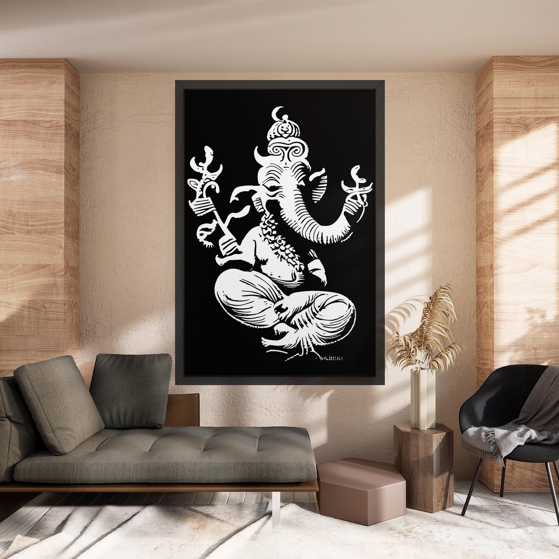 Leinwandbild Black And White Ganesha mockup 8