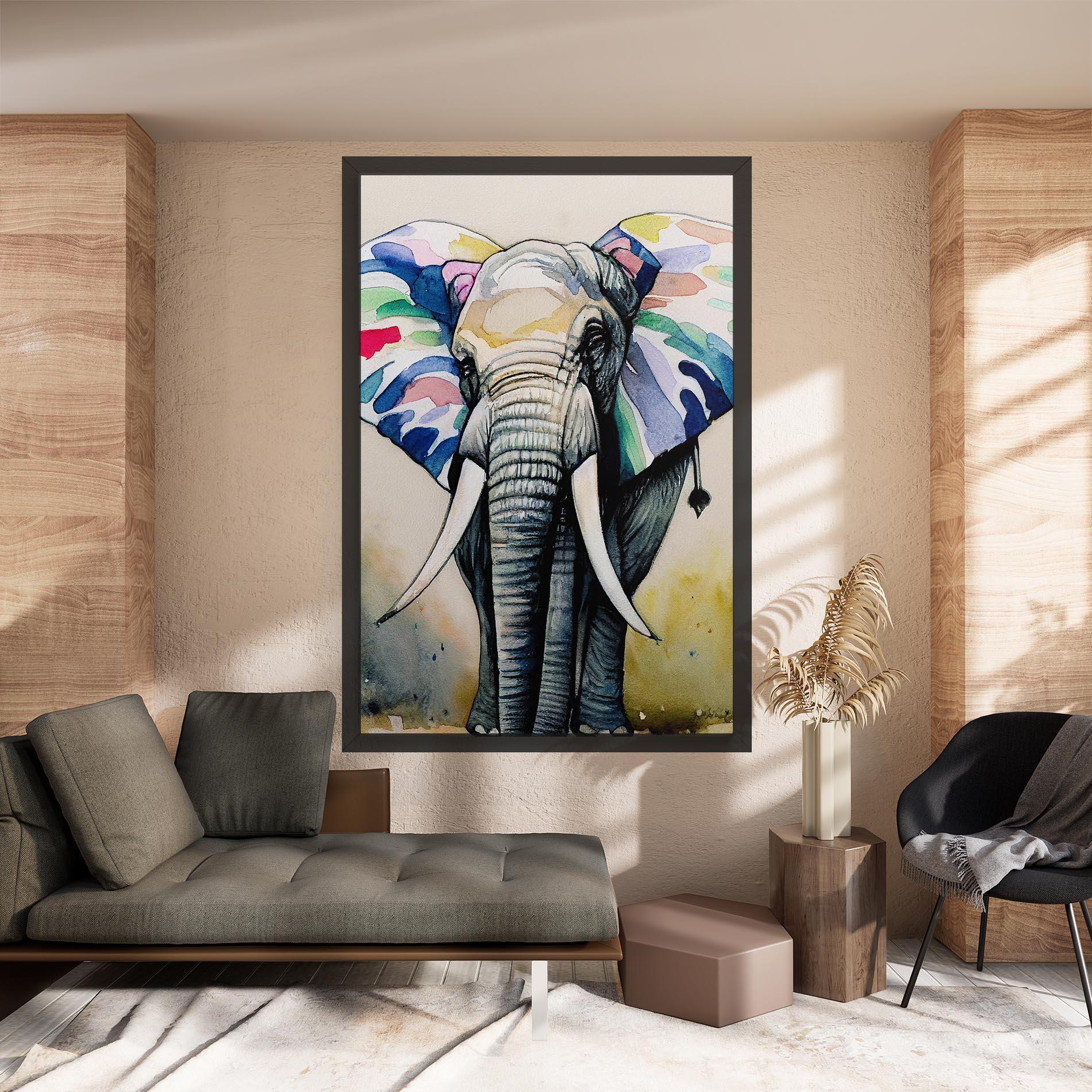 Leinwandbild Watercolor Elephant Art mockup 8