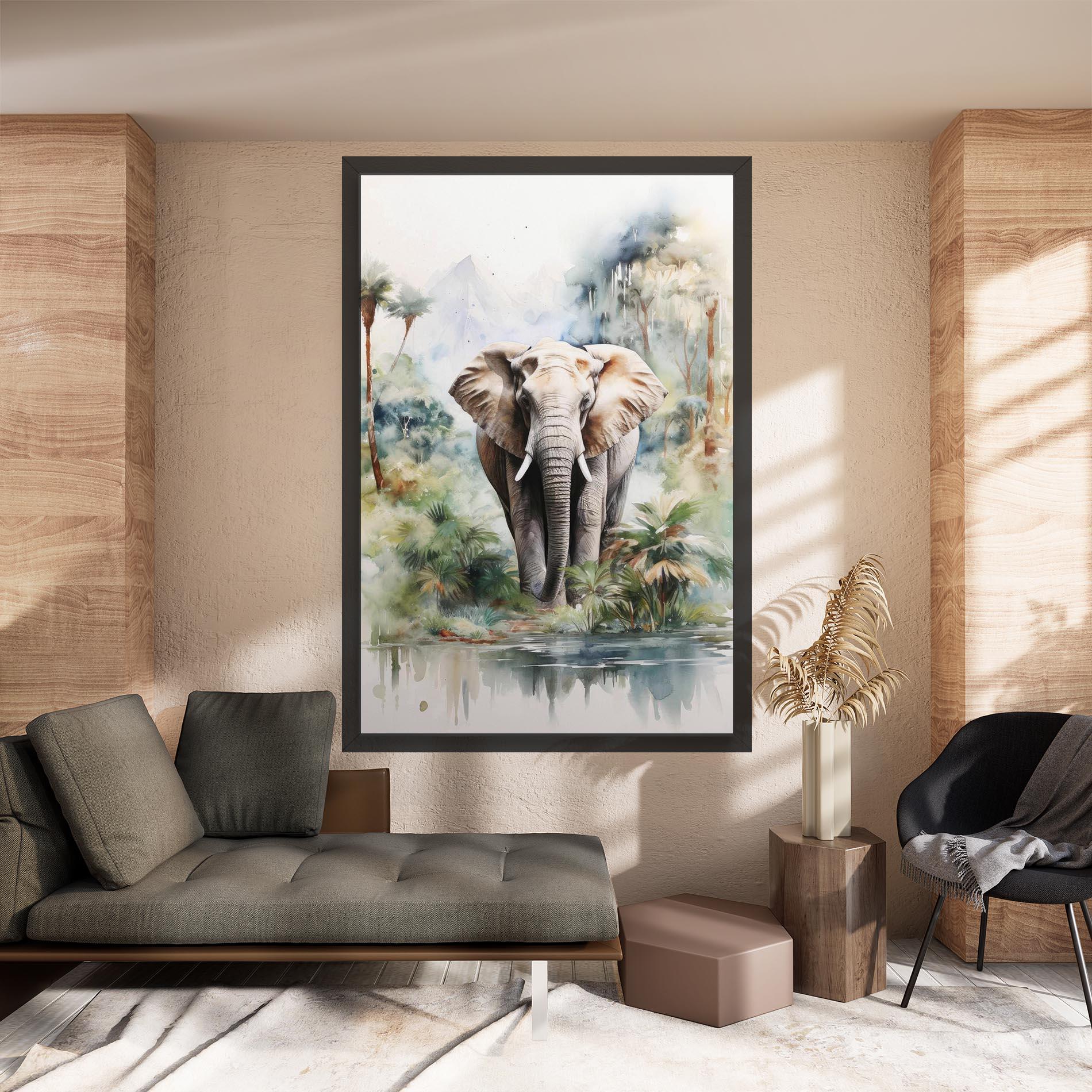 Leinwandbild Wild Watercolor Elephant mockup 8