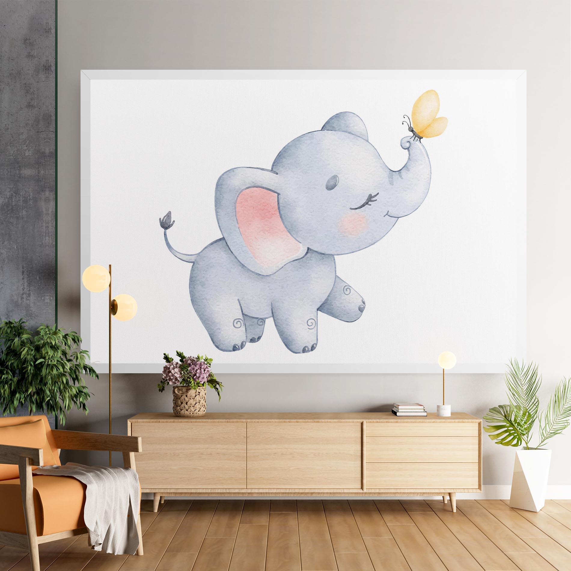 Leinwandbild Elephant Butterfly mockup 9
