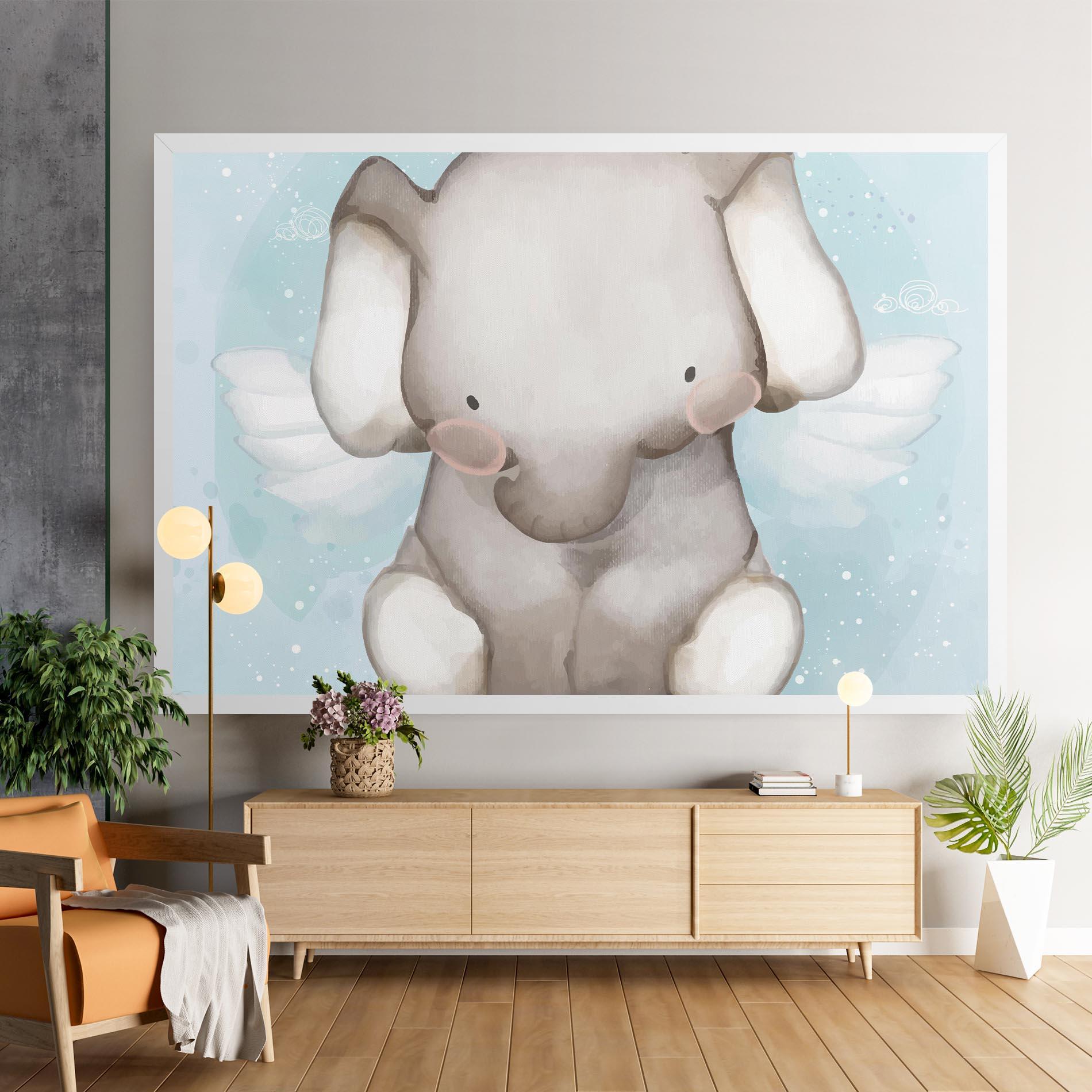 Leinwandbild Elephant On Blue mockup 9